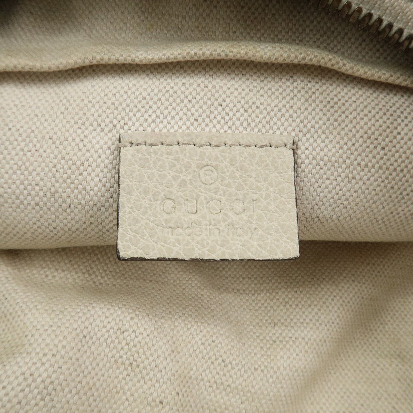 GUCCI Sherry Leather Canvas Waist Bag Ivory 493869