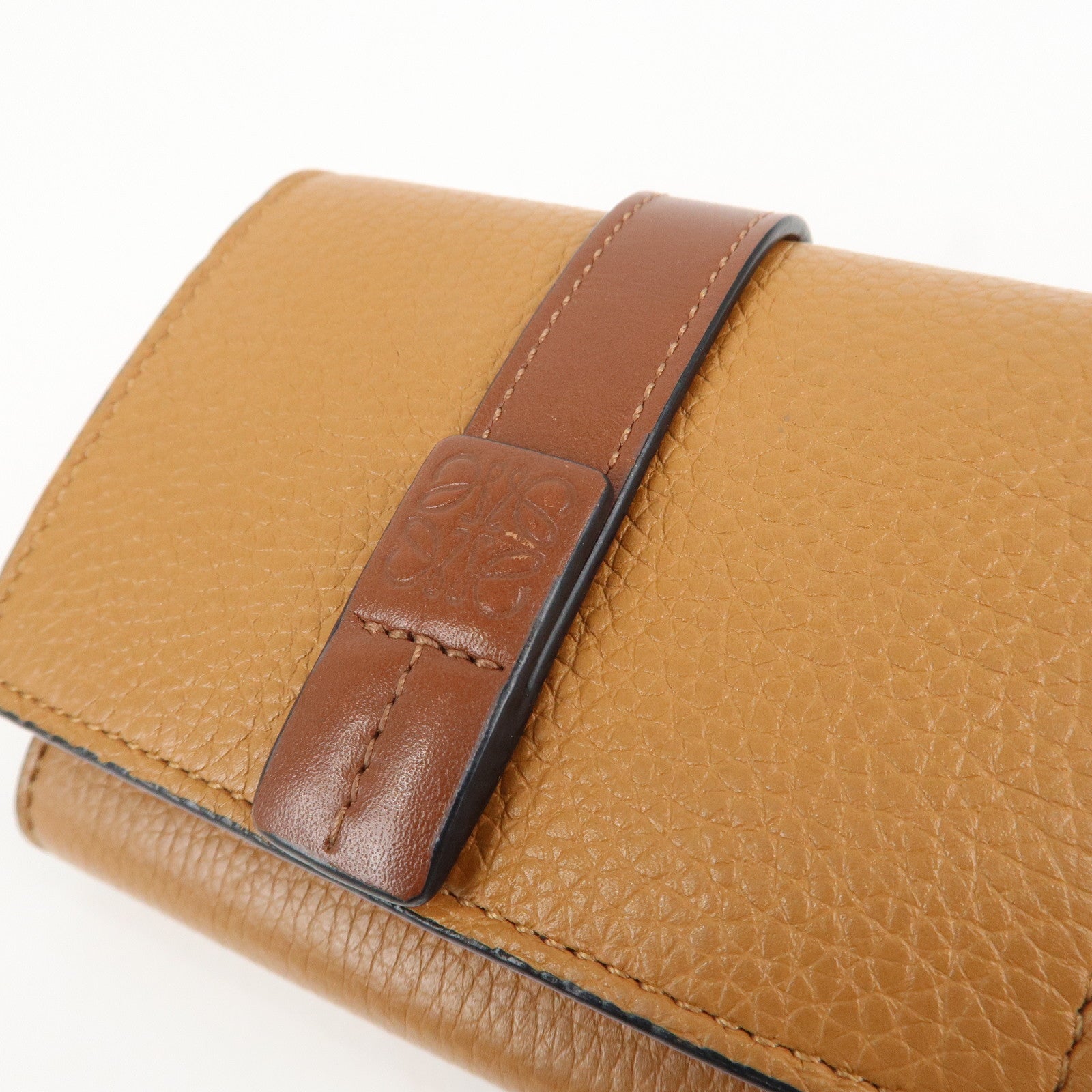 LOEWE Leather Tri-fold Compact Wallet Brown Used