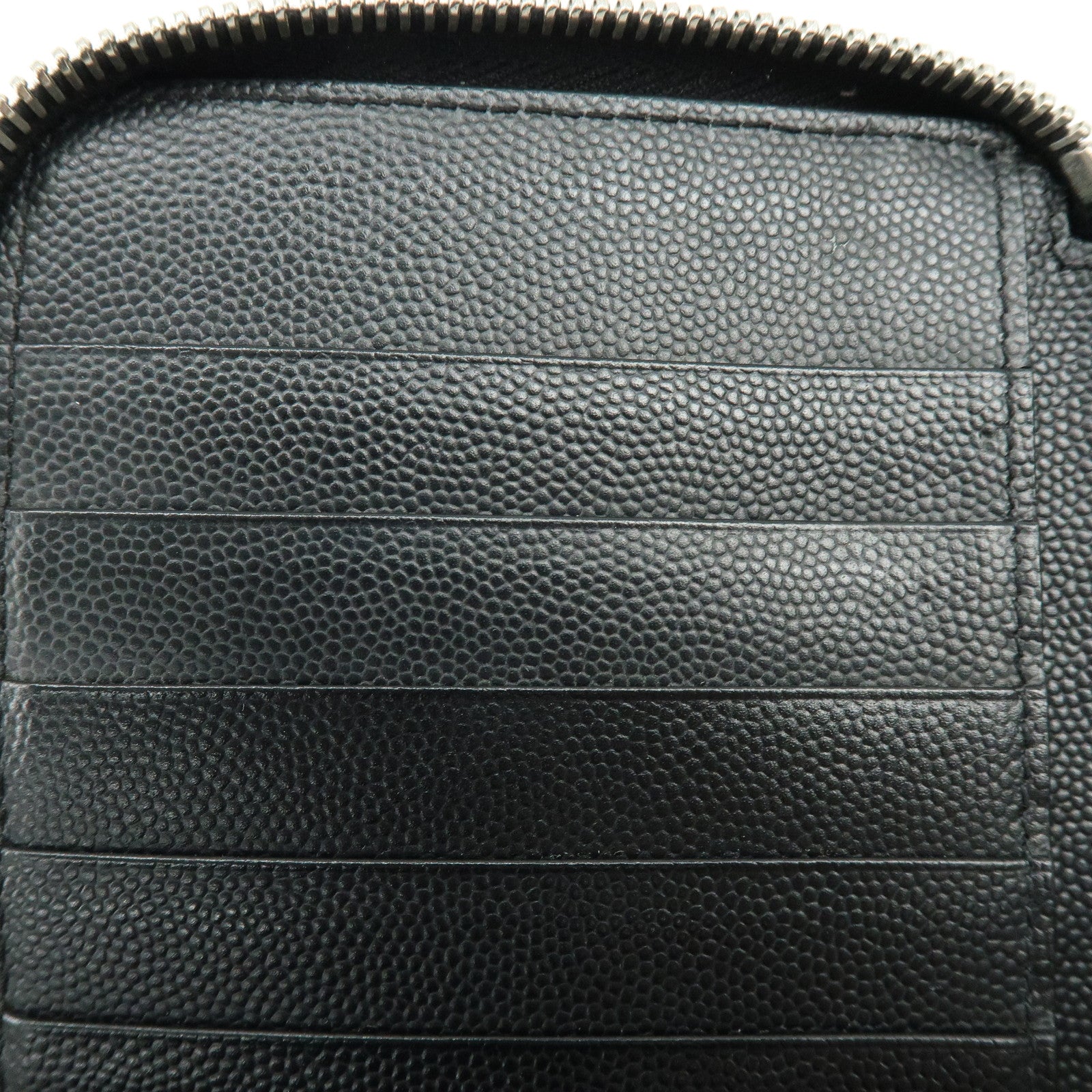 SAINT LAURENT PARIS Leather Round Zippy Long Wallet Black