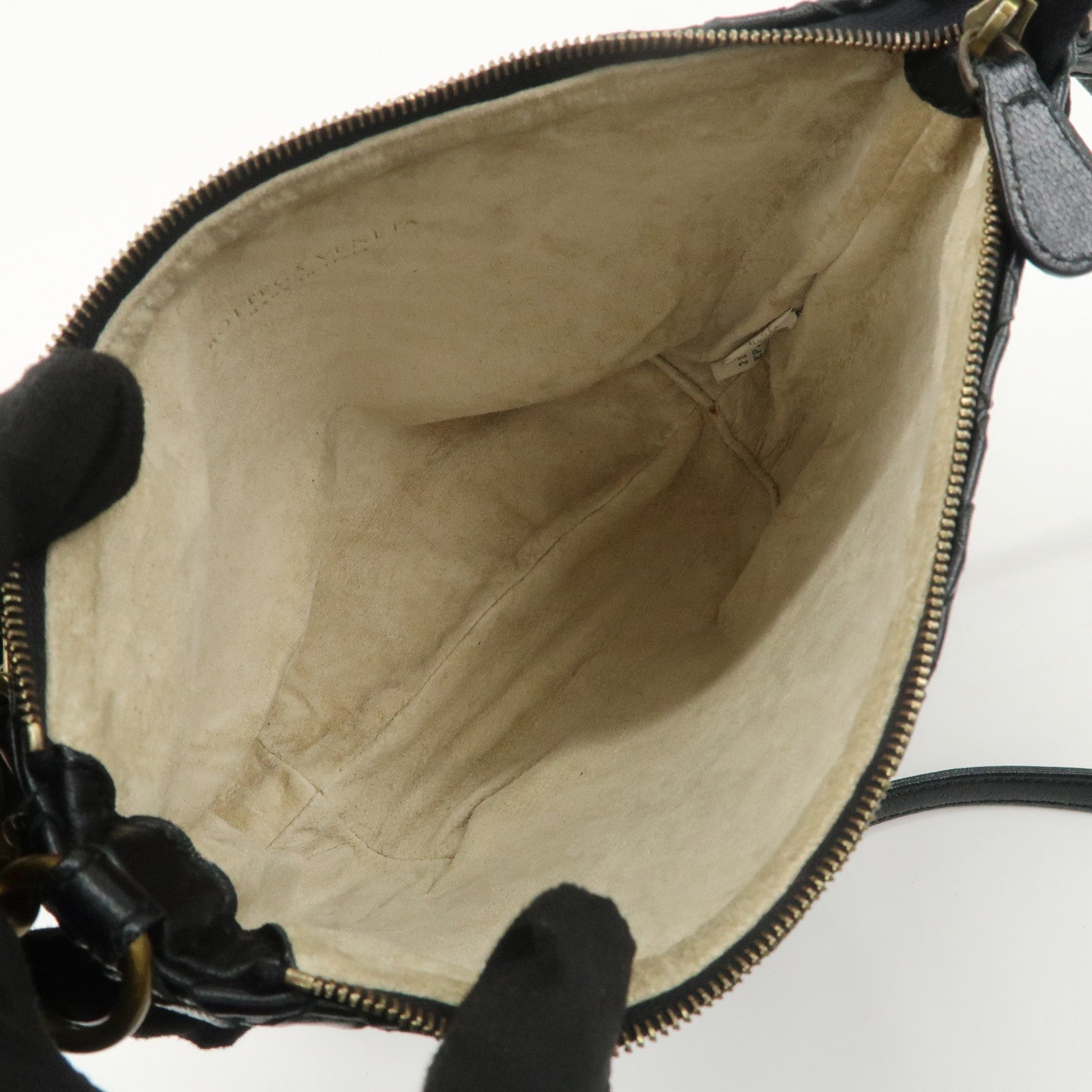 BOTTEGA VENETA Intrecciato Leather Shoulder Bag Black 217981 Used