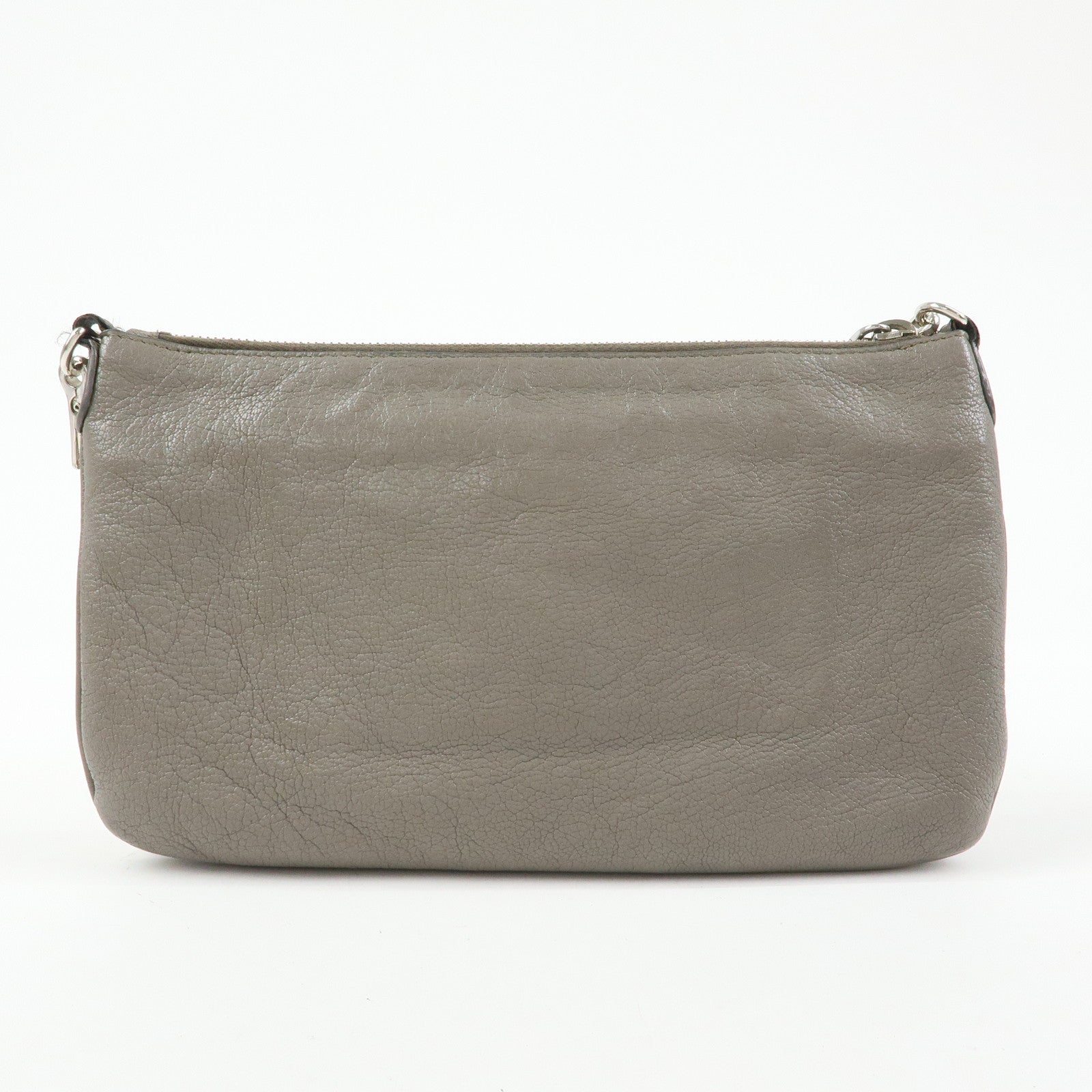 MIU MIU MADRAS Leather Shoulder Bag Crossbody Bag Gray RP0369