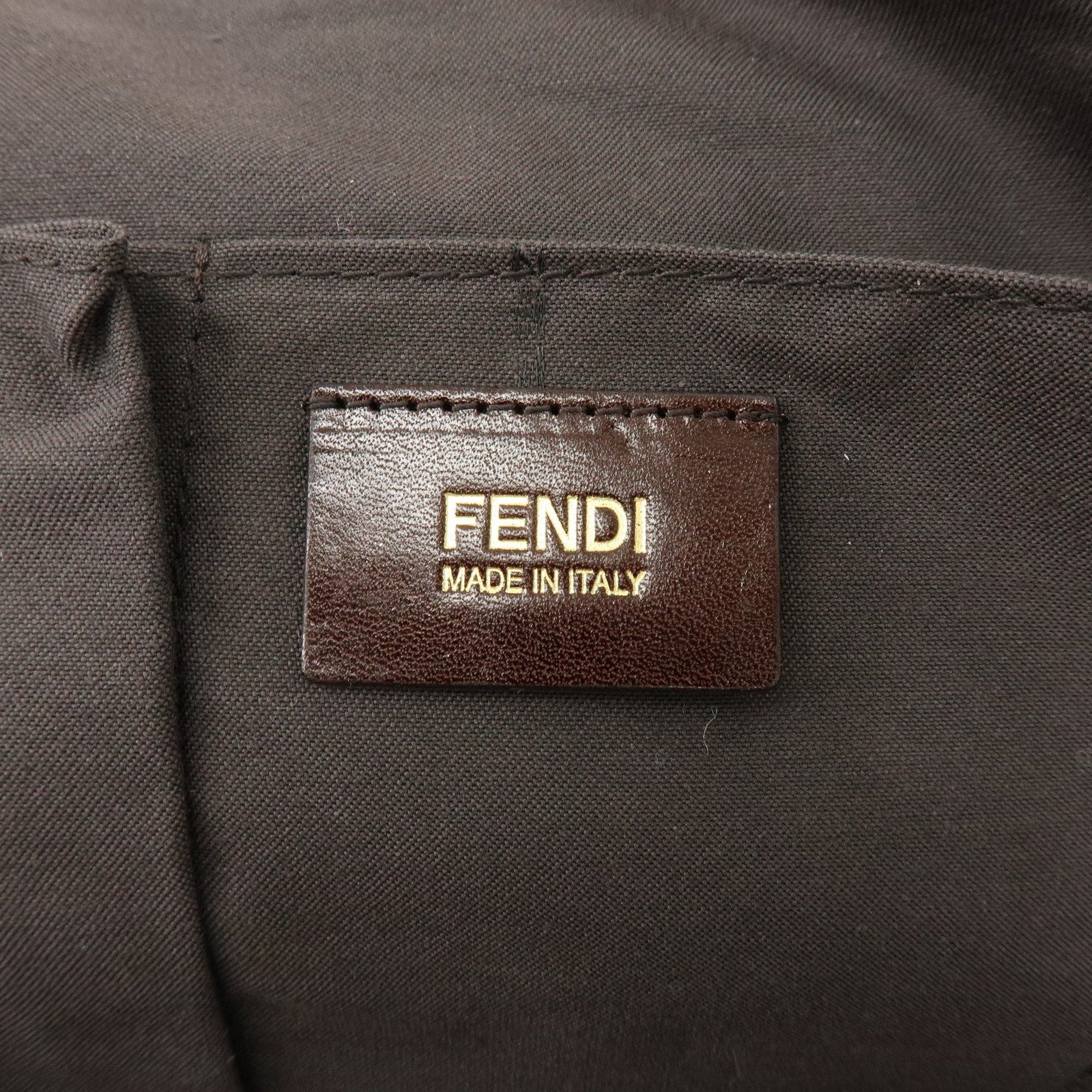 FENDI Leather Tote Bag Shoulder Bag Dark Brown 8BR636