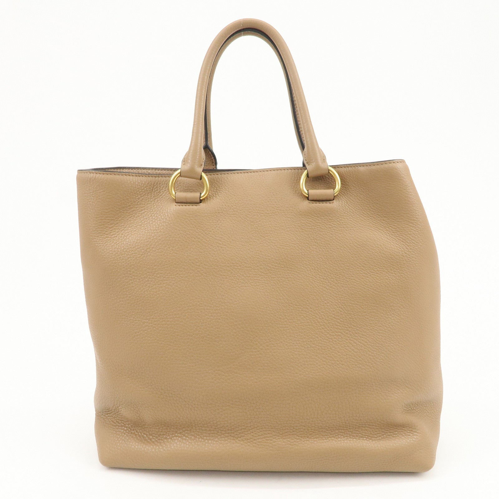 PRADA Logo Leather 2Way Bag Tote Bag Shoulder Bag Brown 1BG865