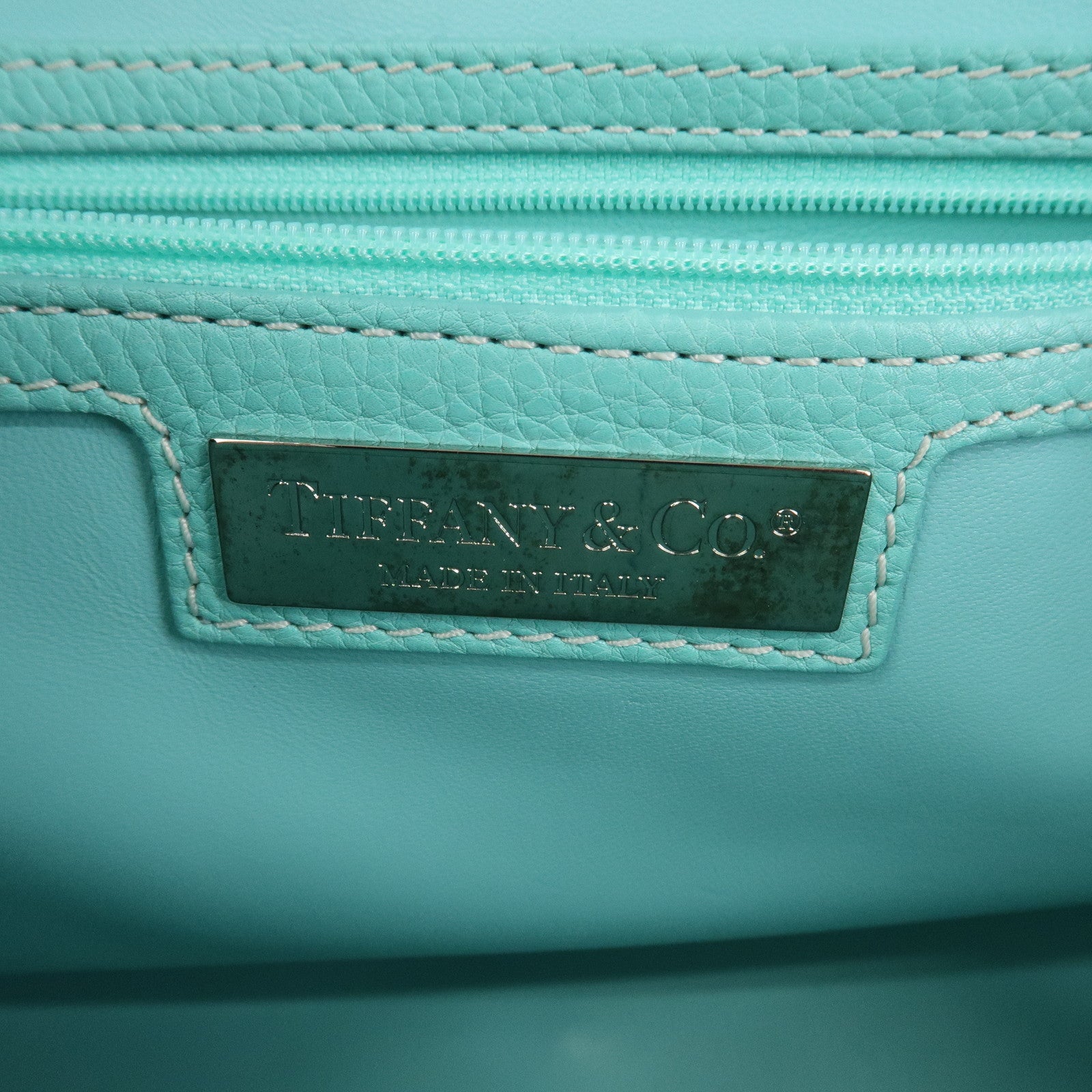 Tiffany & Co Manhattan Leather Hand Bag Tiffany Light Blue