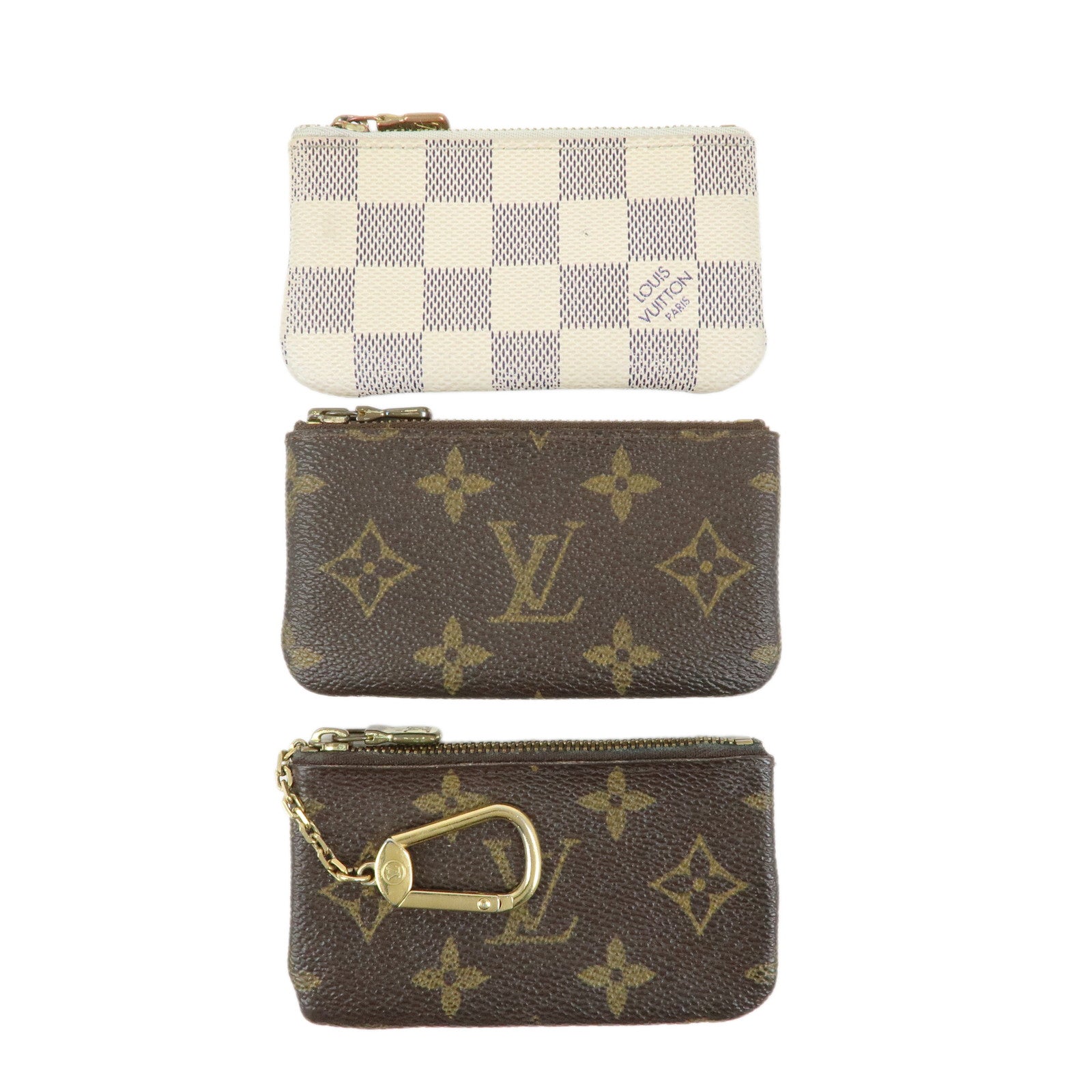 Louis Vuitton Set of 3 Monogram Damier Azur Canvas Pochette Cles