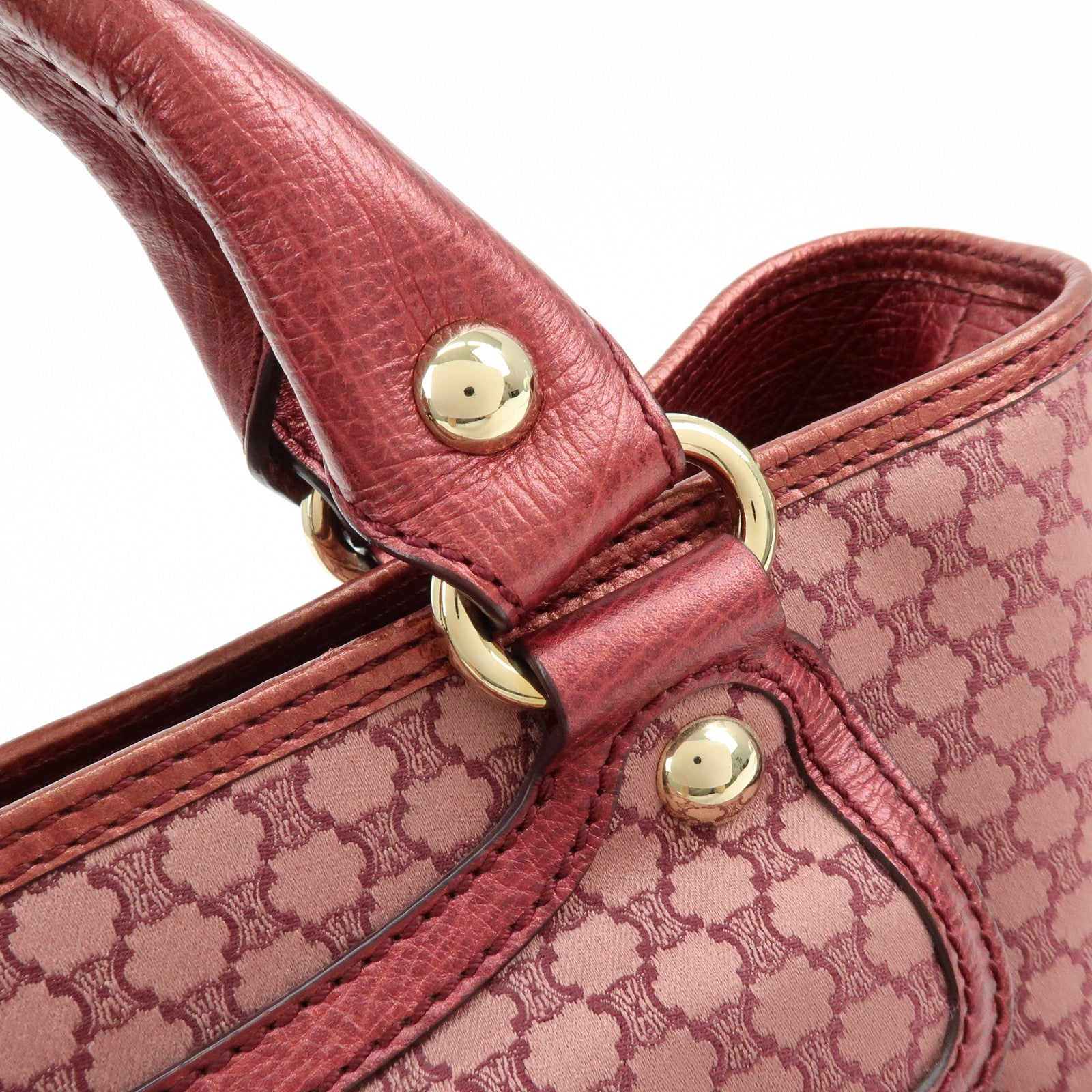 CELINE Macadam Boogie Bag Canvas Leather Hand Bag Tote Bag Pink