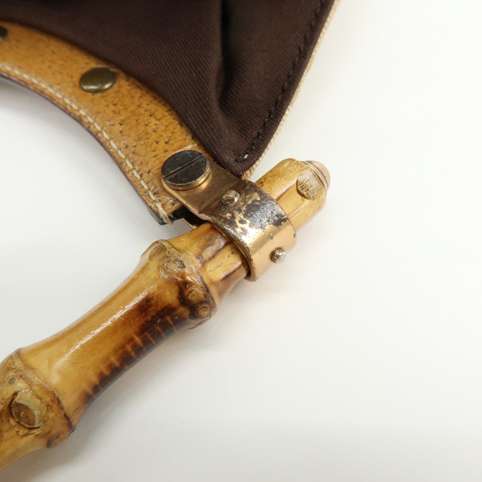 GUCCI GG Canvas Bamboo Leather Hand Bag Tote Bag Beige 124297