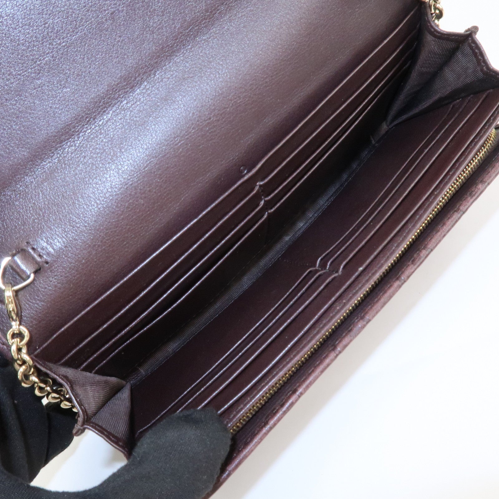 GUCCI Guccissima Leather Chain Strap Long Wallet Hand Bag 269541