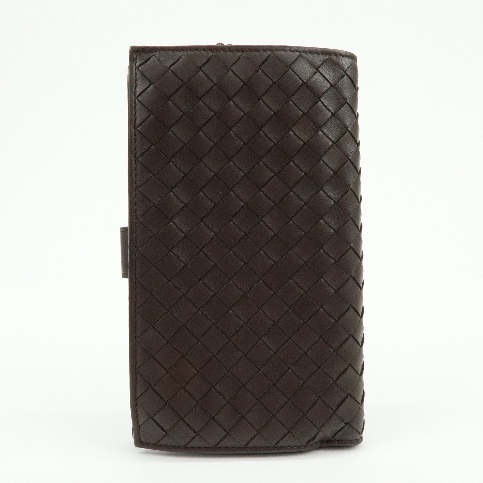 BOTTEGA VENETA Intrecciato Leather Bi-fold Long Wallet Brown 114074