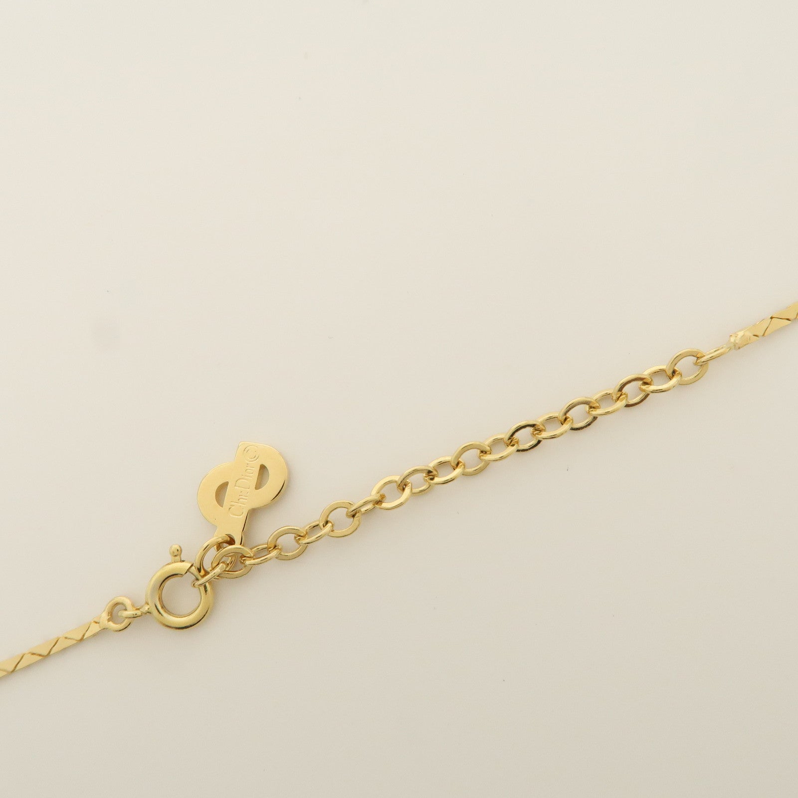 Christian Dior Metal Rhinestone Necklace Choker Gold Black