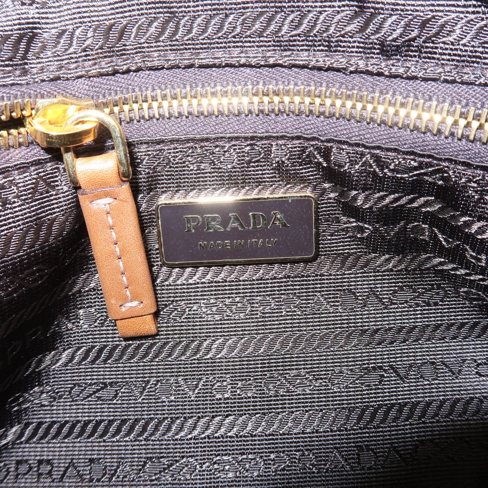 PRADA Triangle Logo Nylon Leather Shoulder Bag Brown BR3043