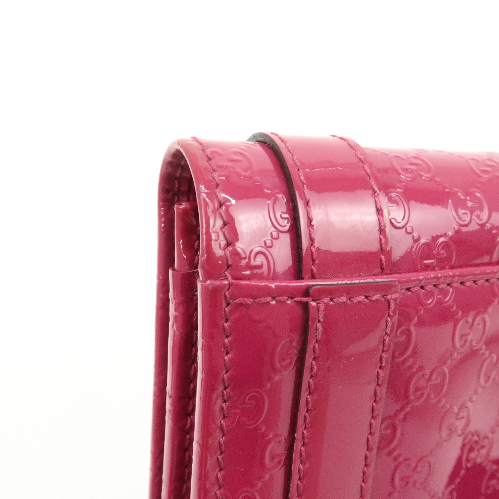 GUCCI Nice Micro Guccissima Patent Leather Long Wallet Pink 309760