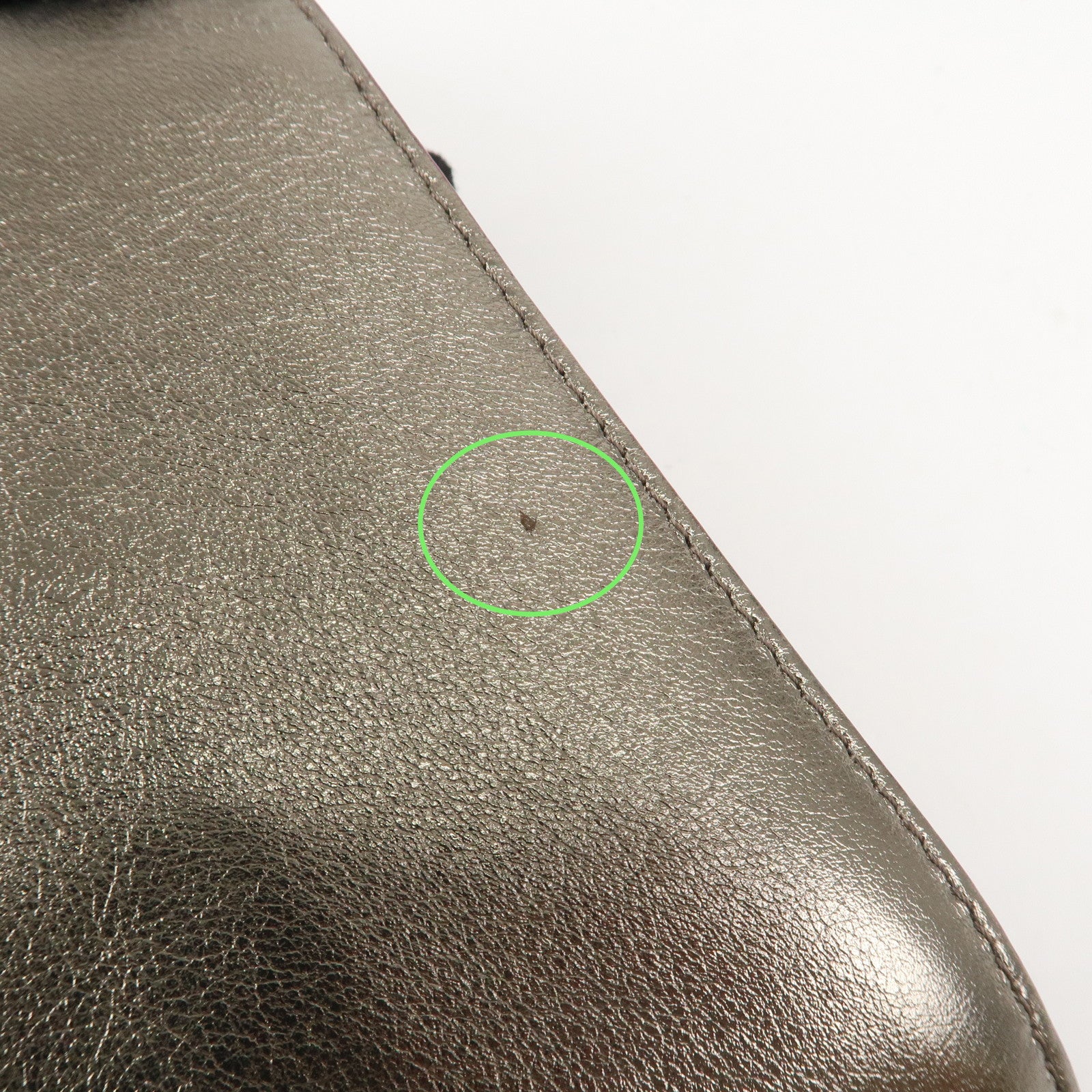 FENDI Mini Kan I Leather Chain Shoulder Bag Metallic Gray 8M0381