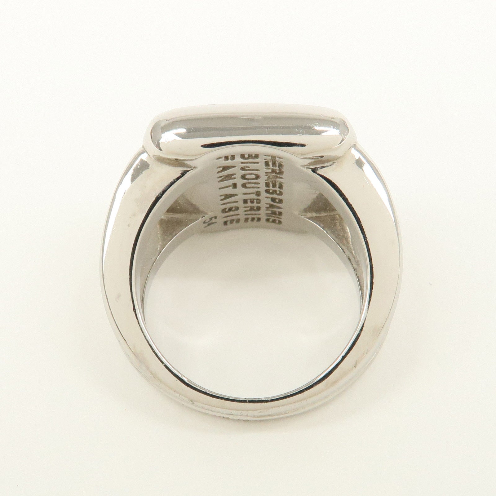 HERMES Sellier Shell Metal Ring Silver #53 US7