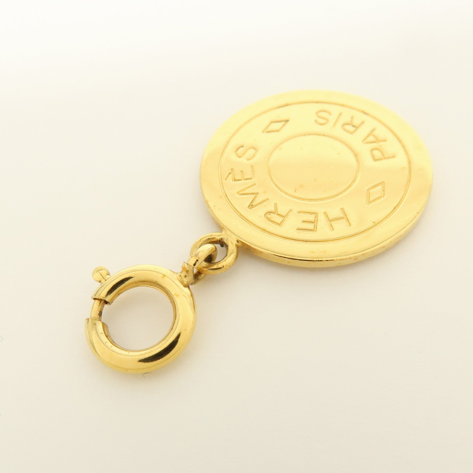 HERMES Sellerie Metal Bag Charm Key Charm Gold