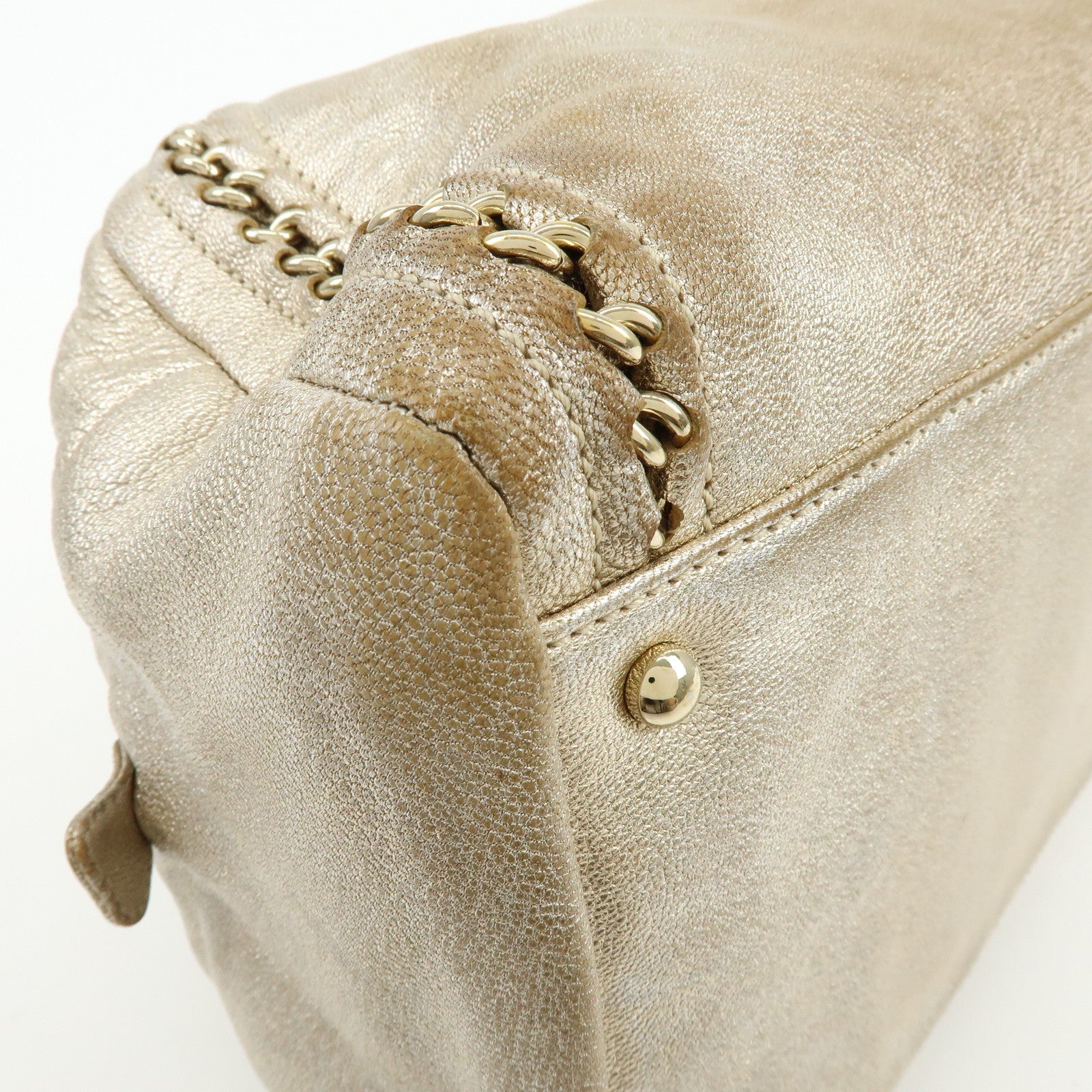 CHANEL COCO Mark Calfskin Boston Bag Shoulder Bag Silver