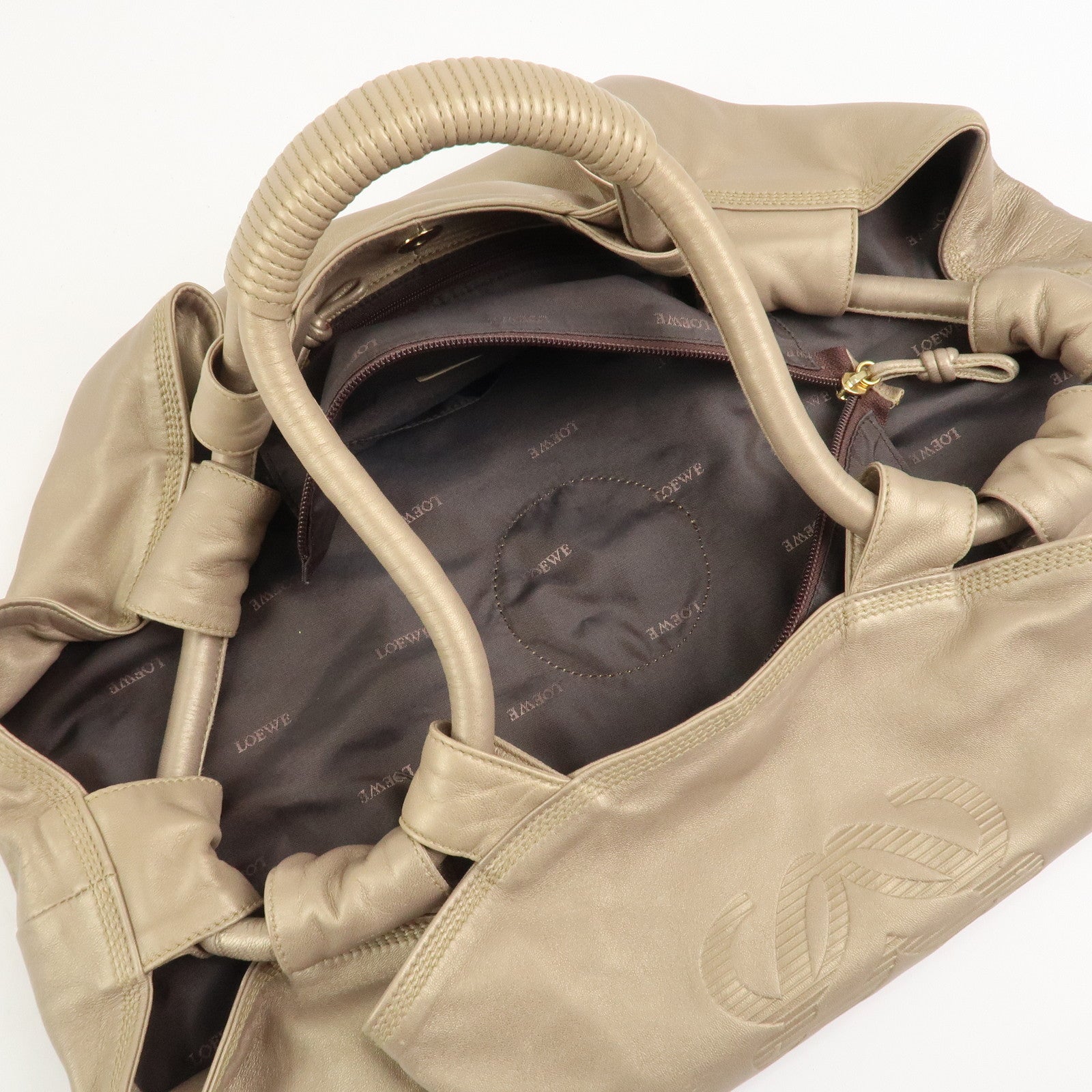 LOEWE Anagram Nappa Aire Leather Hand Bag Shoulder Bag Gold