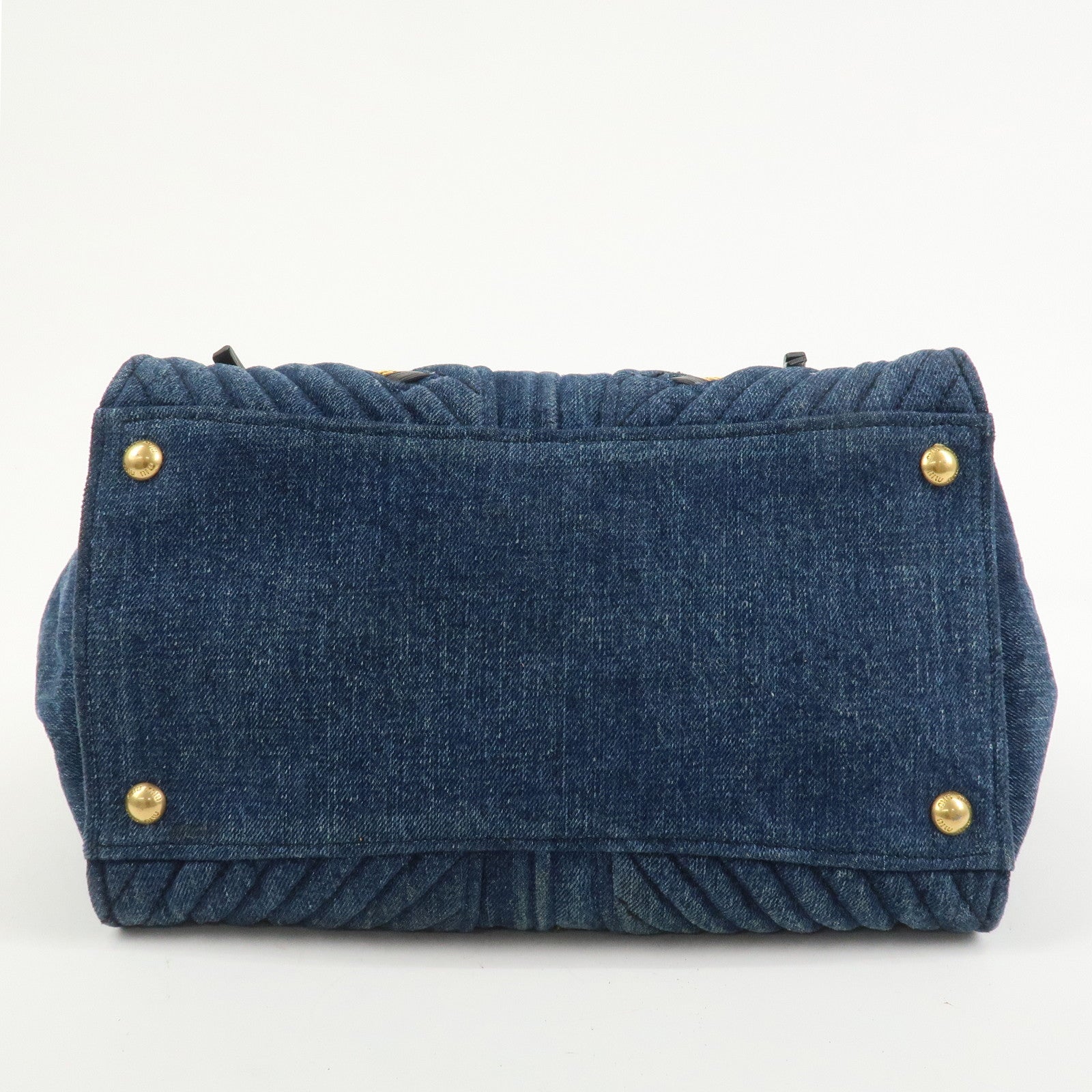 MIU MIU Biker Denim 2Way Tote Bag Hand Bag Shoulder Bag Blue RN1031