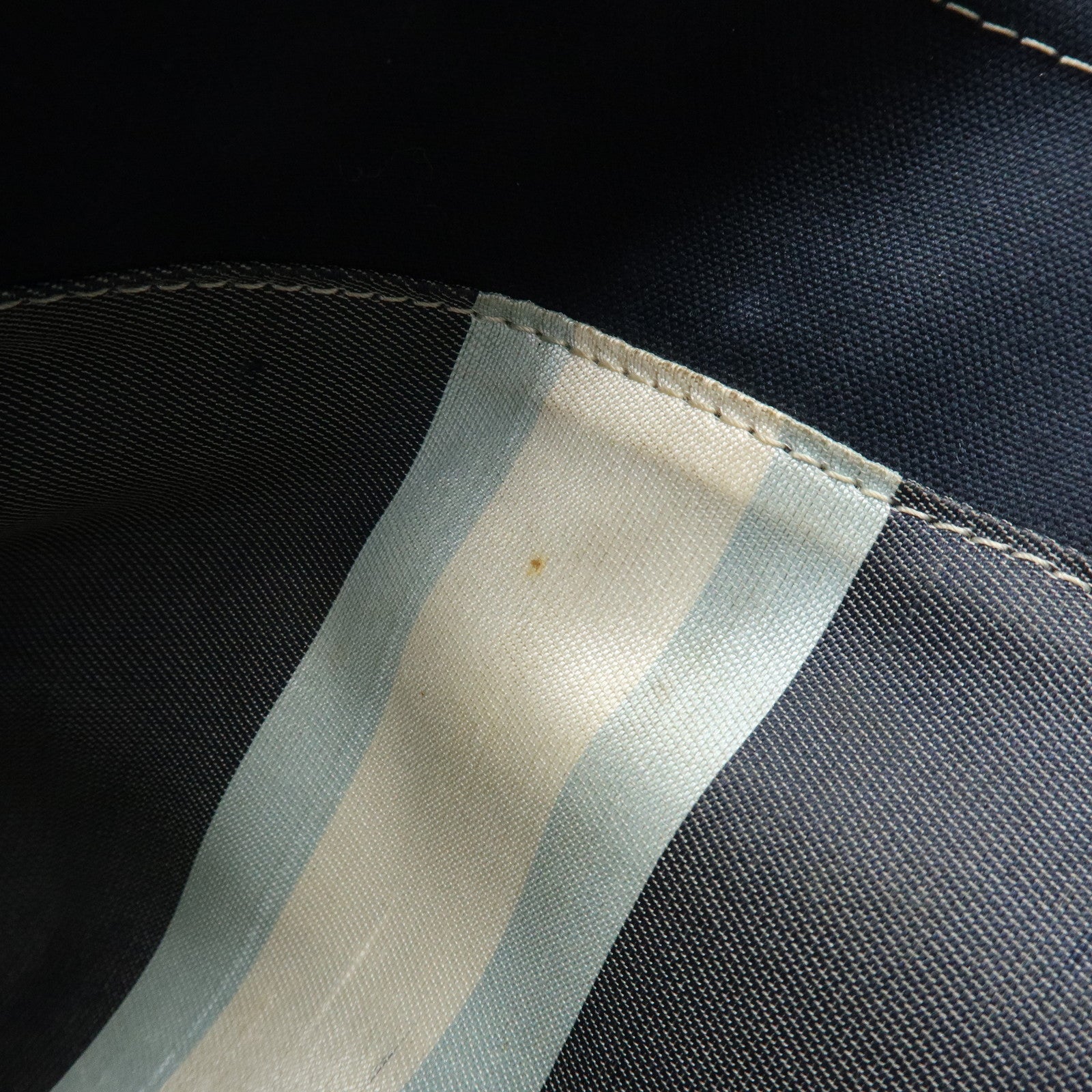 FENDI Canvas Leather Hand Bag Tote Bag Navy