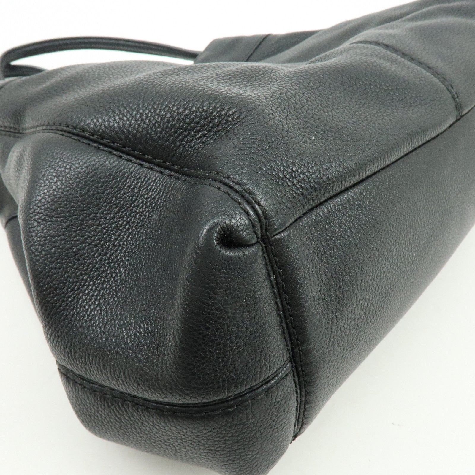 COACH Logo Leather Shoulder Bag Hand Bag Black