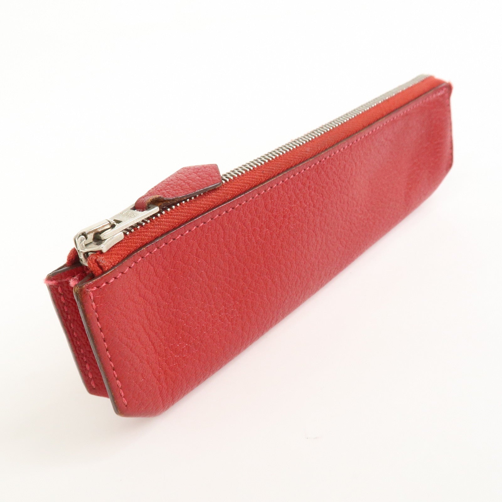 HERMES Piccolo Chevre Leather Pen Case Red