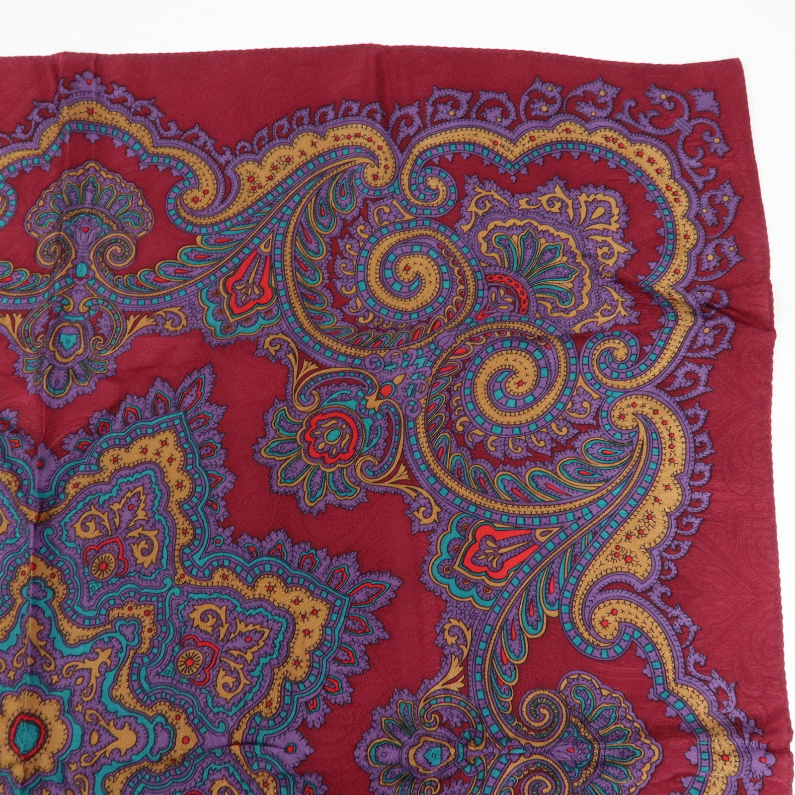 Christian Dior Silk 100% Scarf Paisley Pattern Bordeaux Purple