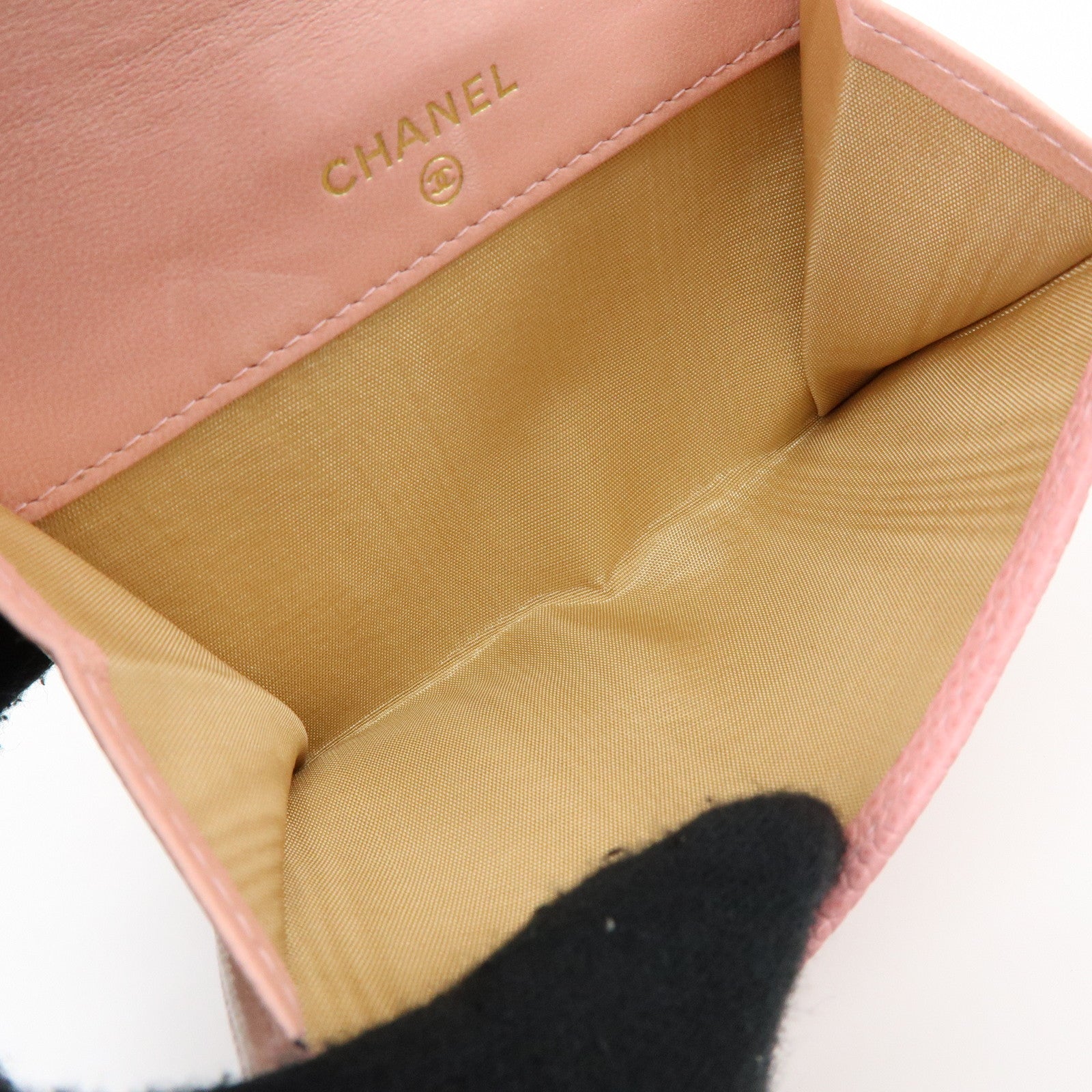 CHANEL COCO Mark Caviarskin Bi-fold Wallet Compact Wallet Pink
