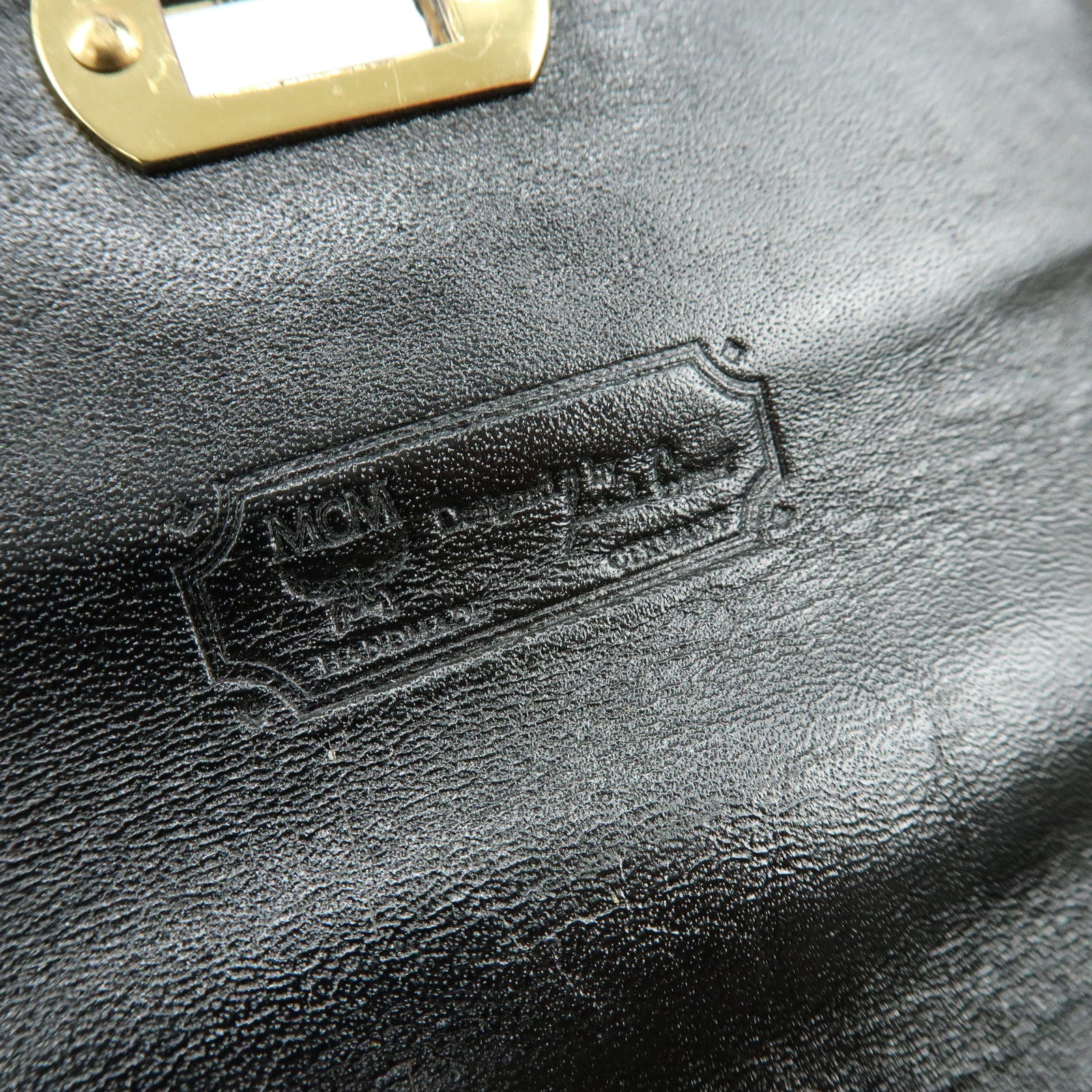 MCM Visetos PVC Leather 2Way Bag Hand Bag Shoulder Bag Black