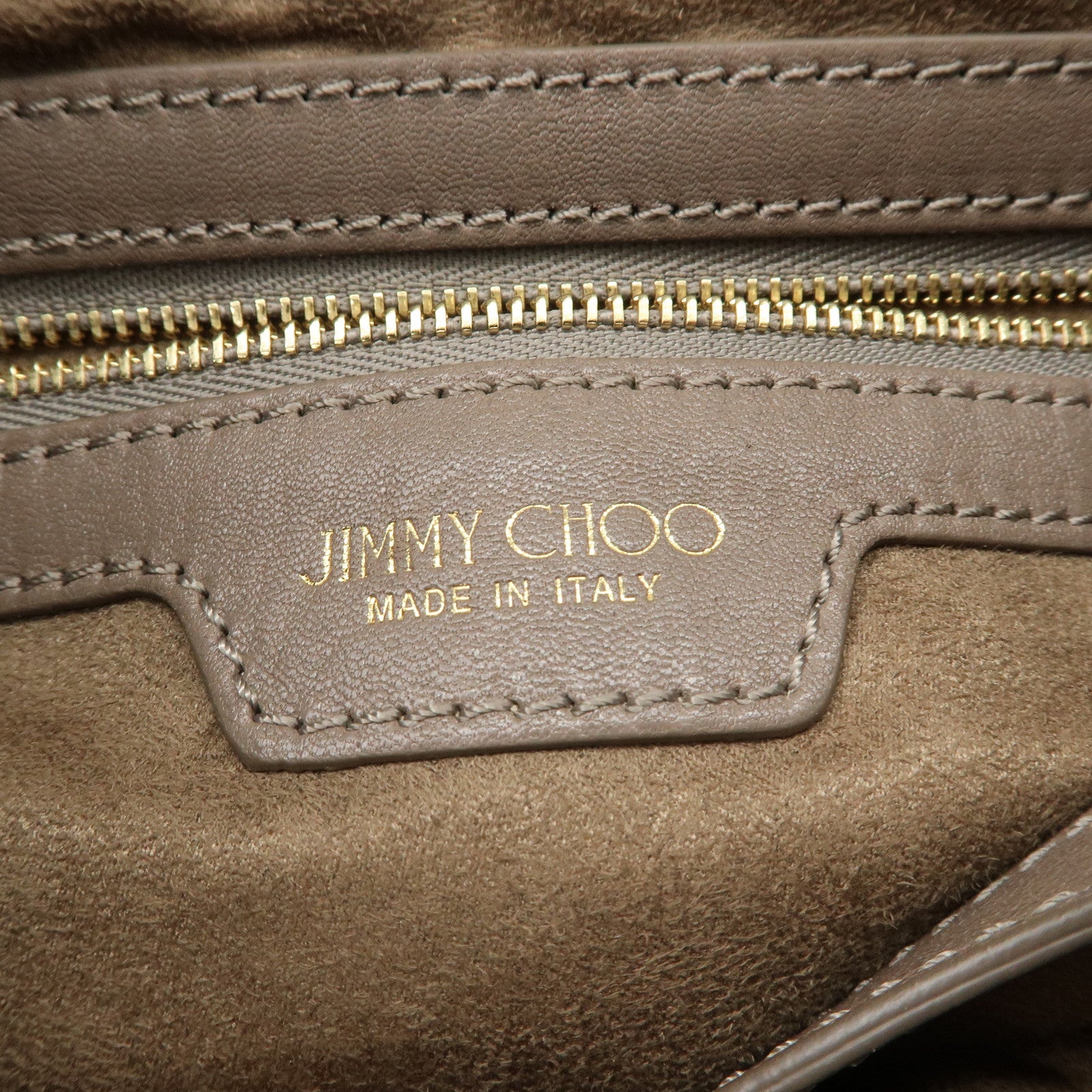 JIMMY CHOO Leather Star Studs Hand Bag Greige Used