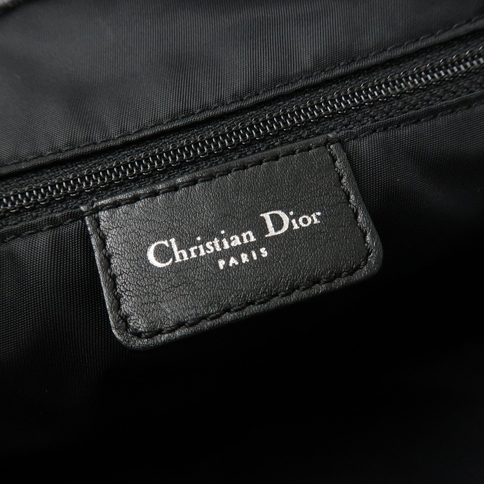 Christian Dior Trotter Leather Canvas Tote Bag Shoulder Bag Black Used