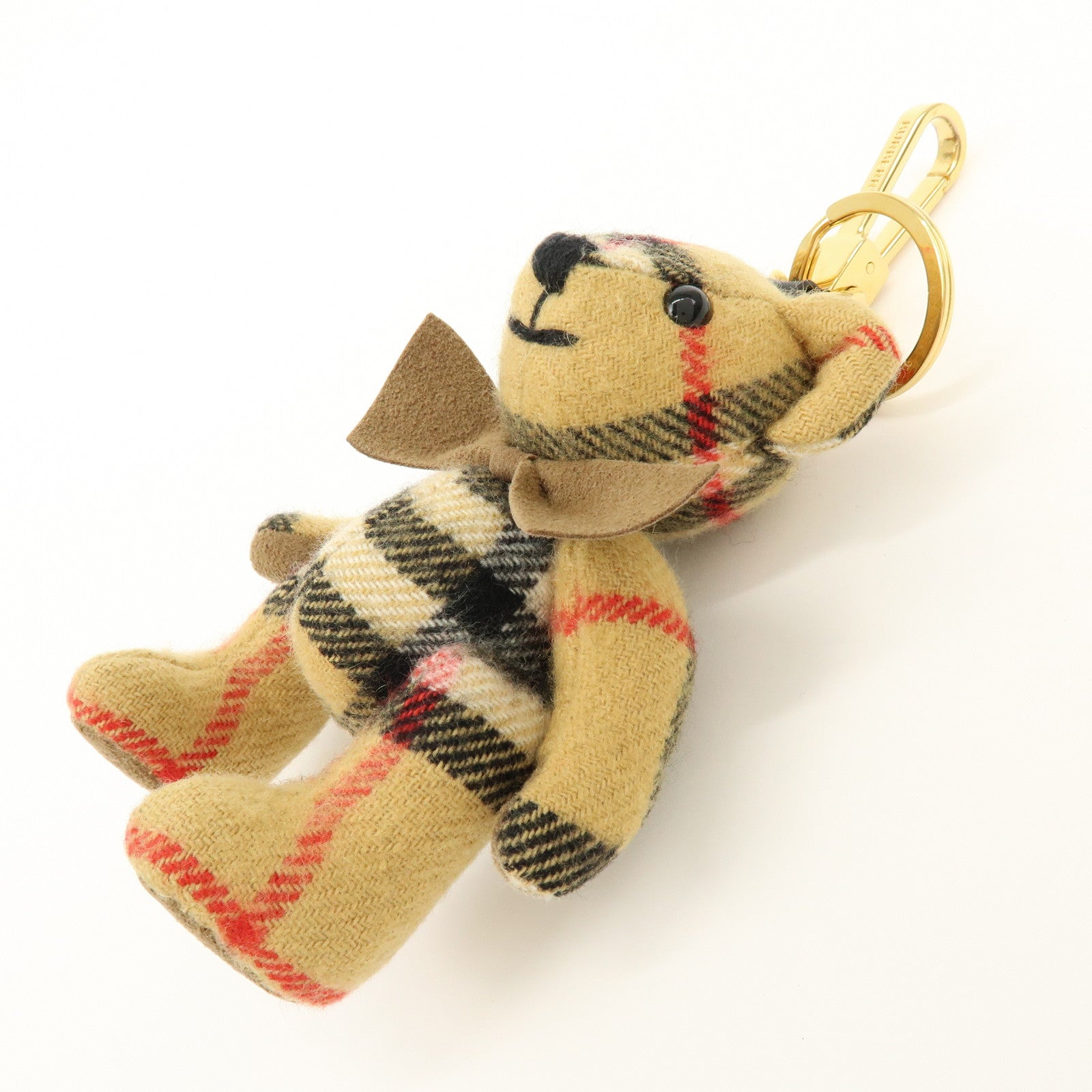 BURBERRY Thomas Bear Cashmere Leather Bag Charm Key Holder Brown