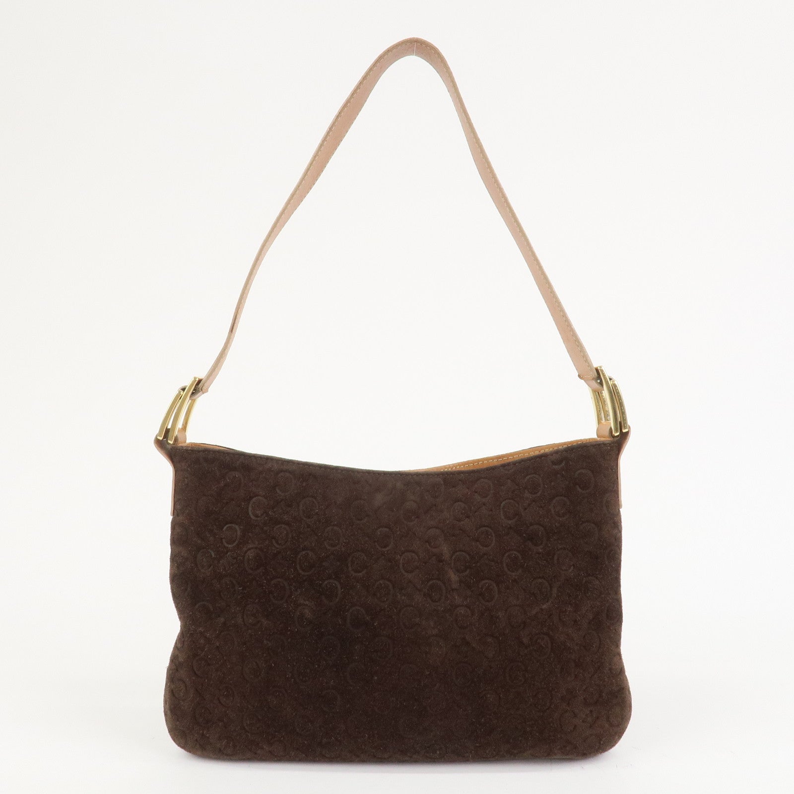 CELINE C Macadam Suede Leather Shoulder Bag Brown