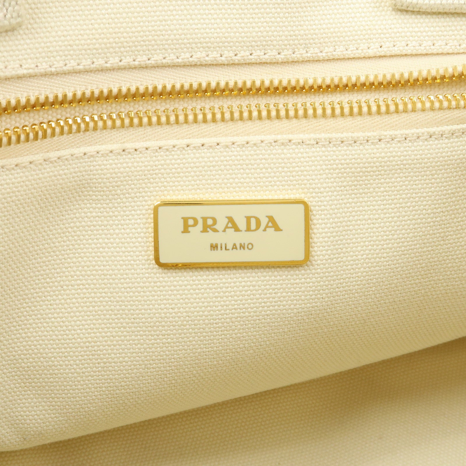 PRADA Canapa Canvas 2Way Bag Tote Bag Hand Bag White BN1877