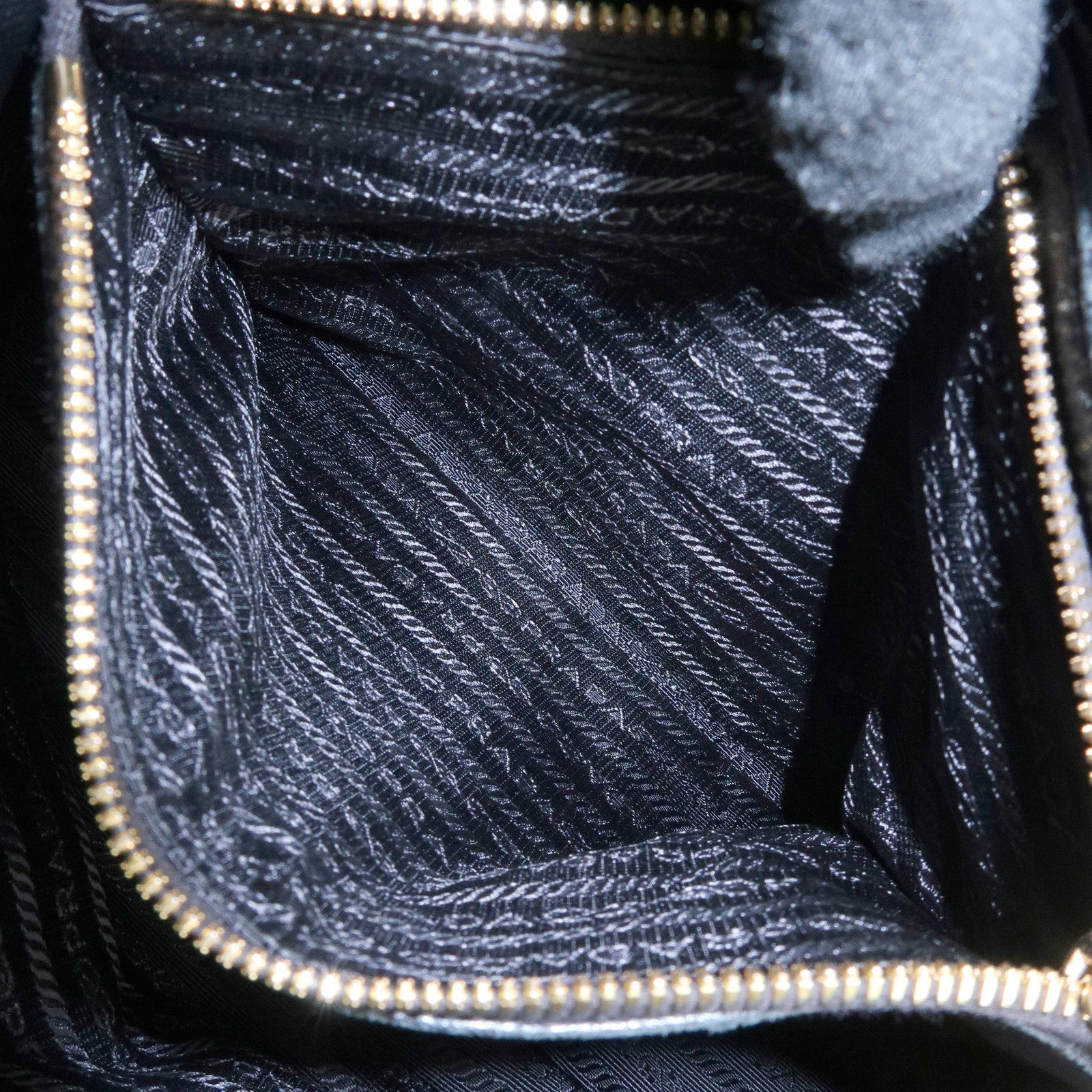 PRADA Nylon Leather Gathered Tote Bag Hand Bag Black