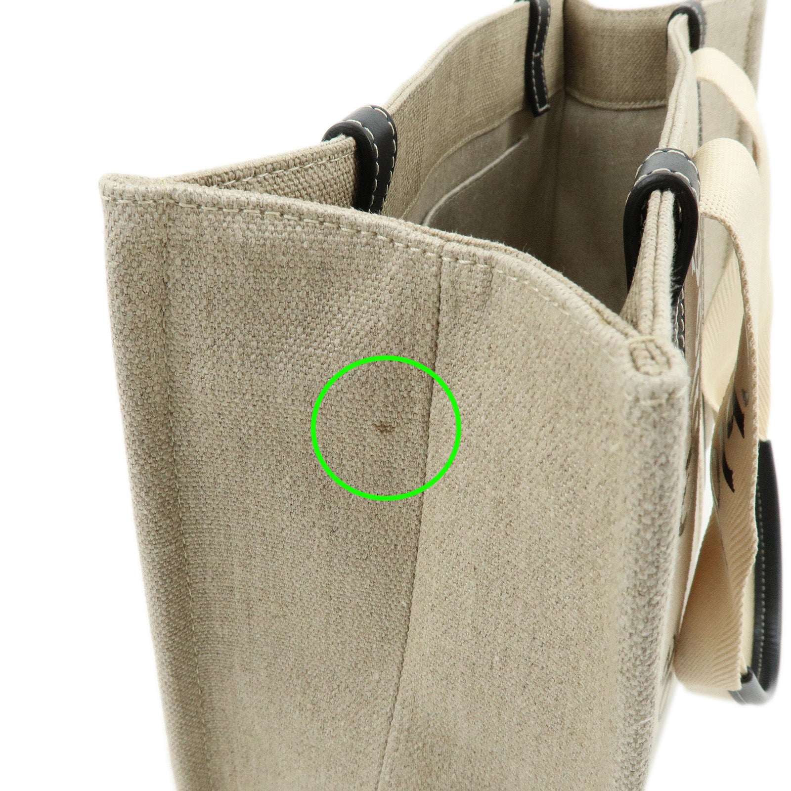 Chloe Woody Medium Canvas Leather Tote Bag Natural Navy