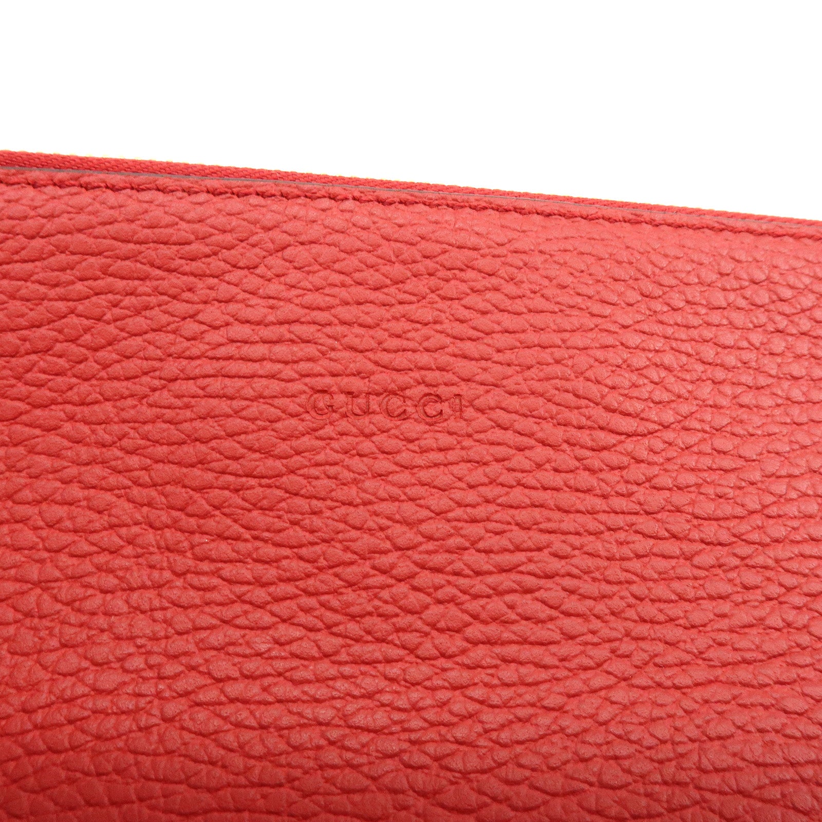 GUCCI Bamboo Leather Clutch Bag Pouch Red 449653