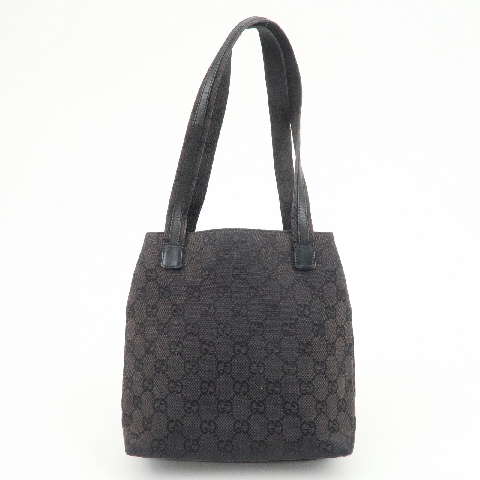 GUCCI GG Canvas Leather Hand Bag Shoulder Bag Dark Brown 002・1075