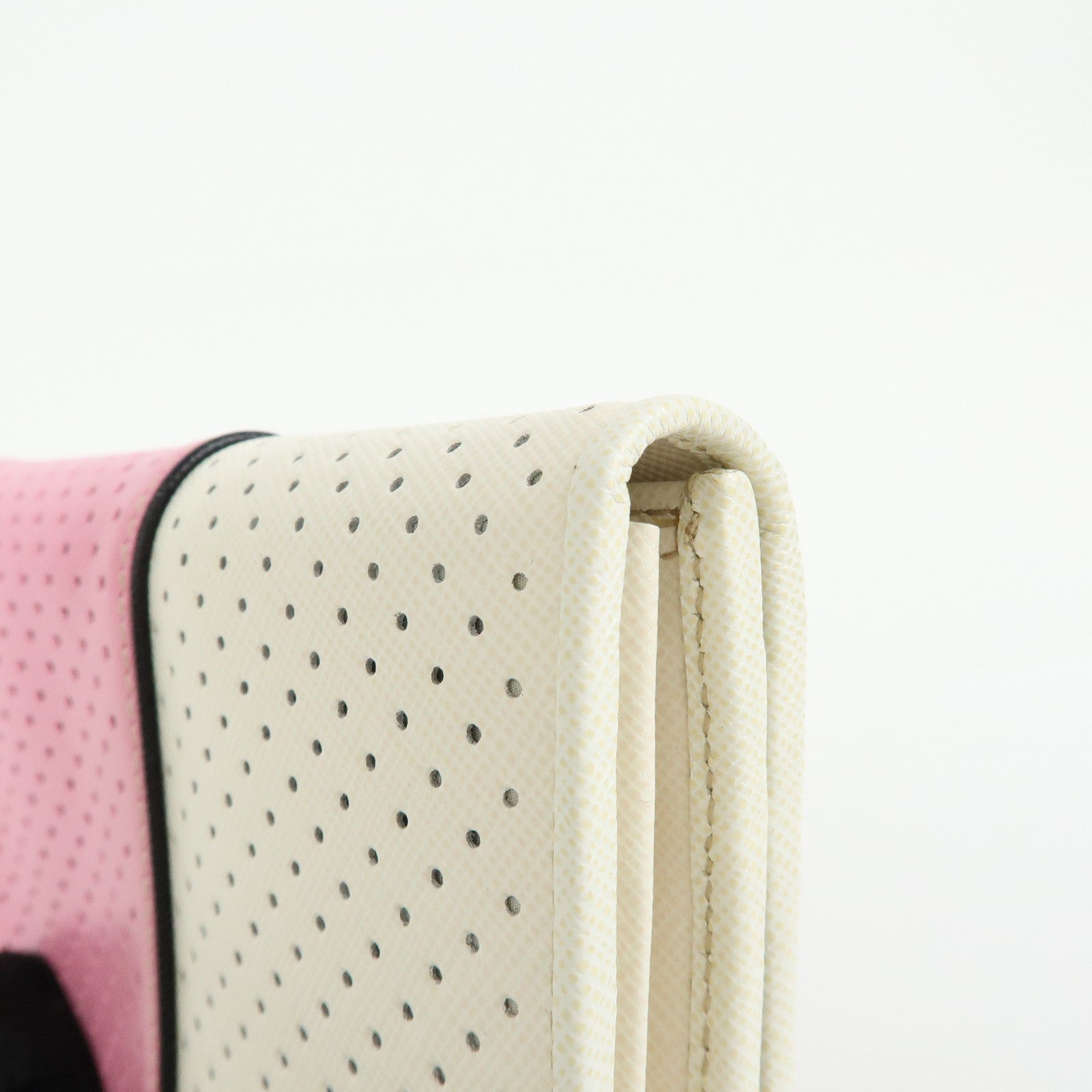 PRADA Triangle Logo Saffiano Leather Long Wallet White Pink 1M1132