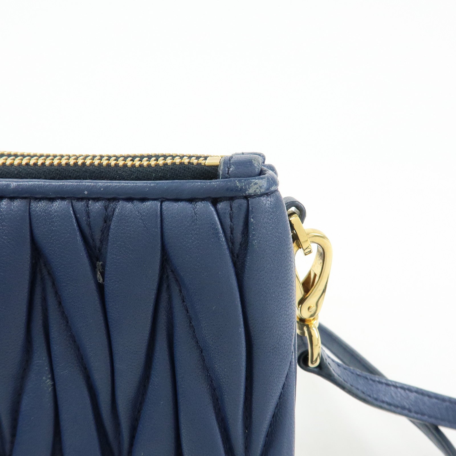 MIU MIU Matelasse Leather Shoulder Bag Crossbody Bag Blue