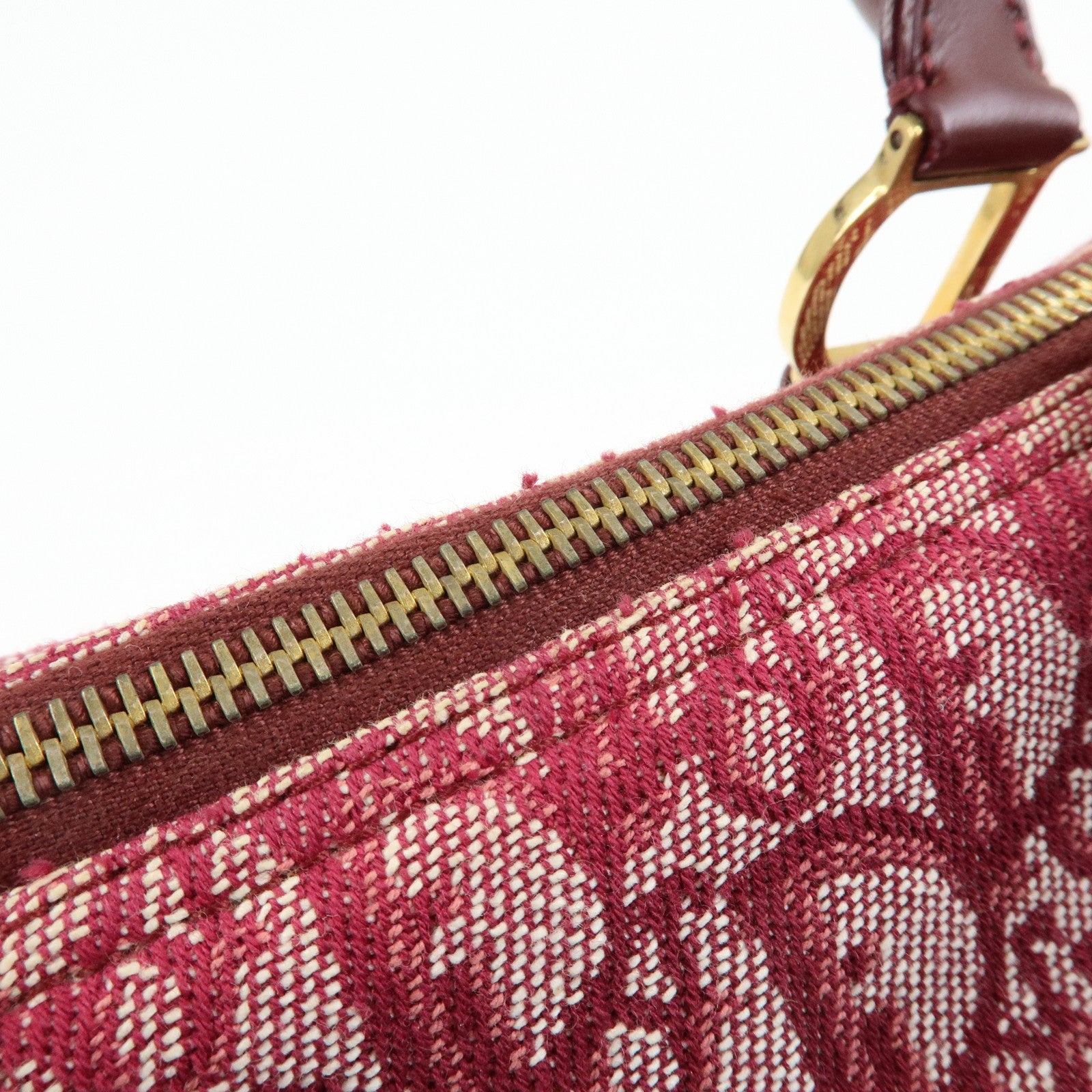 Christian Dior Trotter Jacquard Leather Boston Bag Burgundy