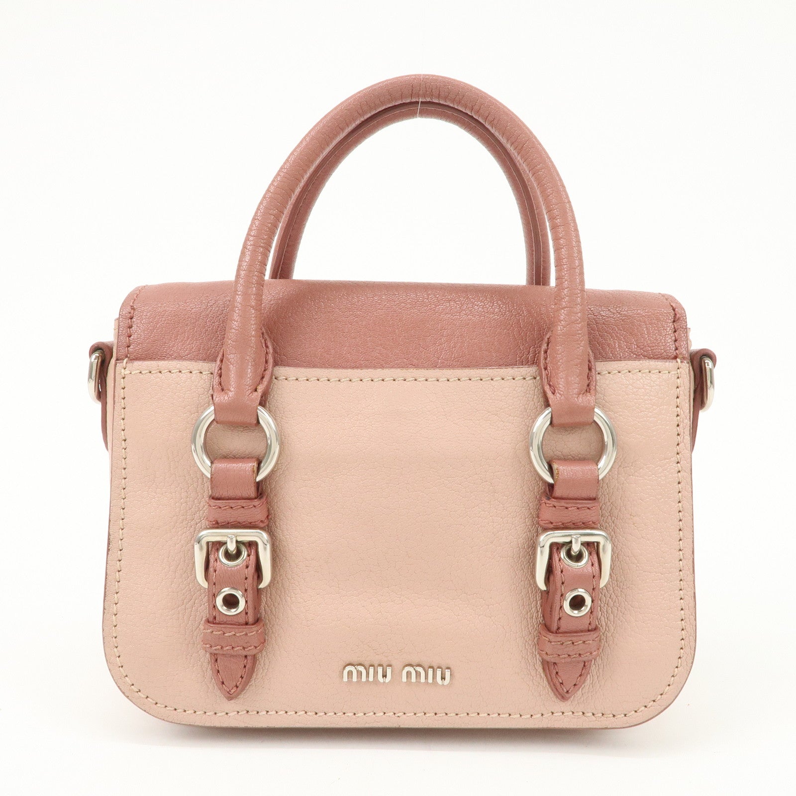 MIU MIU Madras Leather 2WAY Bag Hand Bag Shoulder Bag Pink RN1020