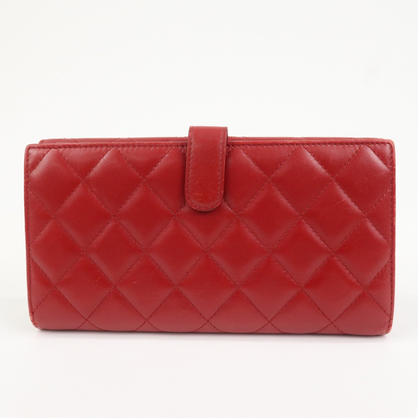 CHANEL Cambon Line Matelasse W Hook Long Wallet Red A46643