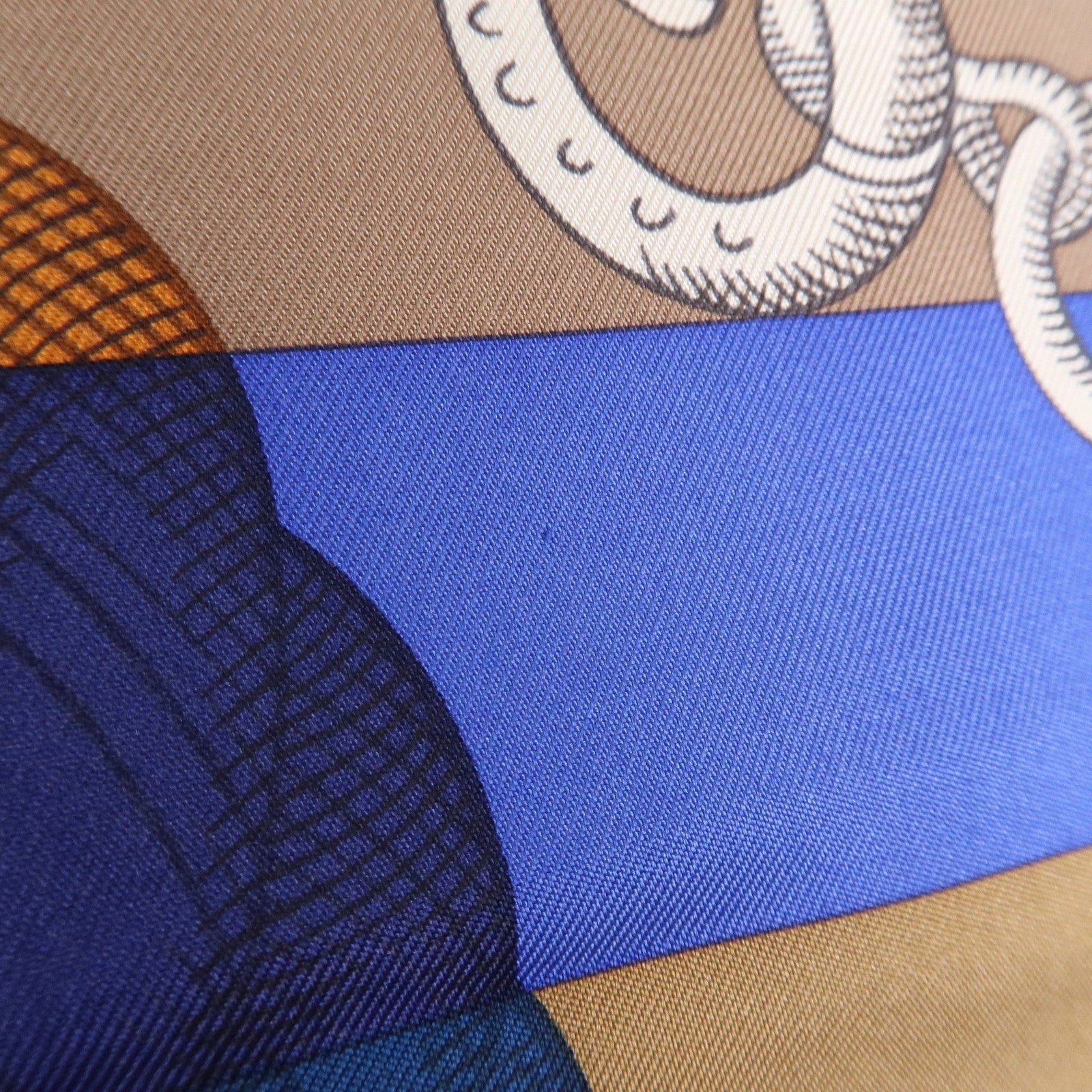 HERMES Carre 90 Silk 100% Scarf DELLA CAVALLERIA Blue Brown