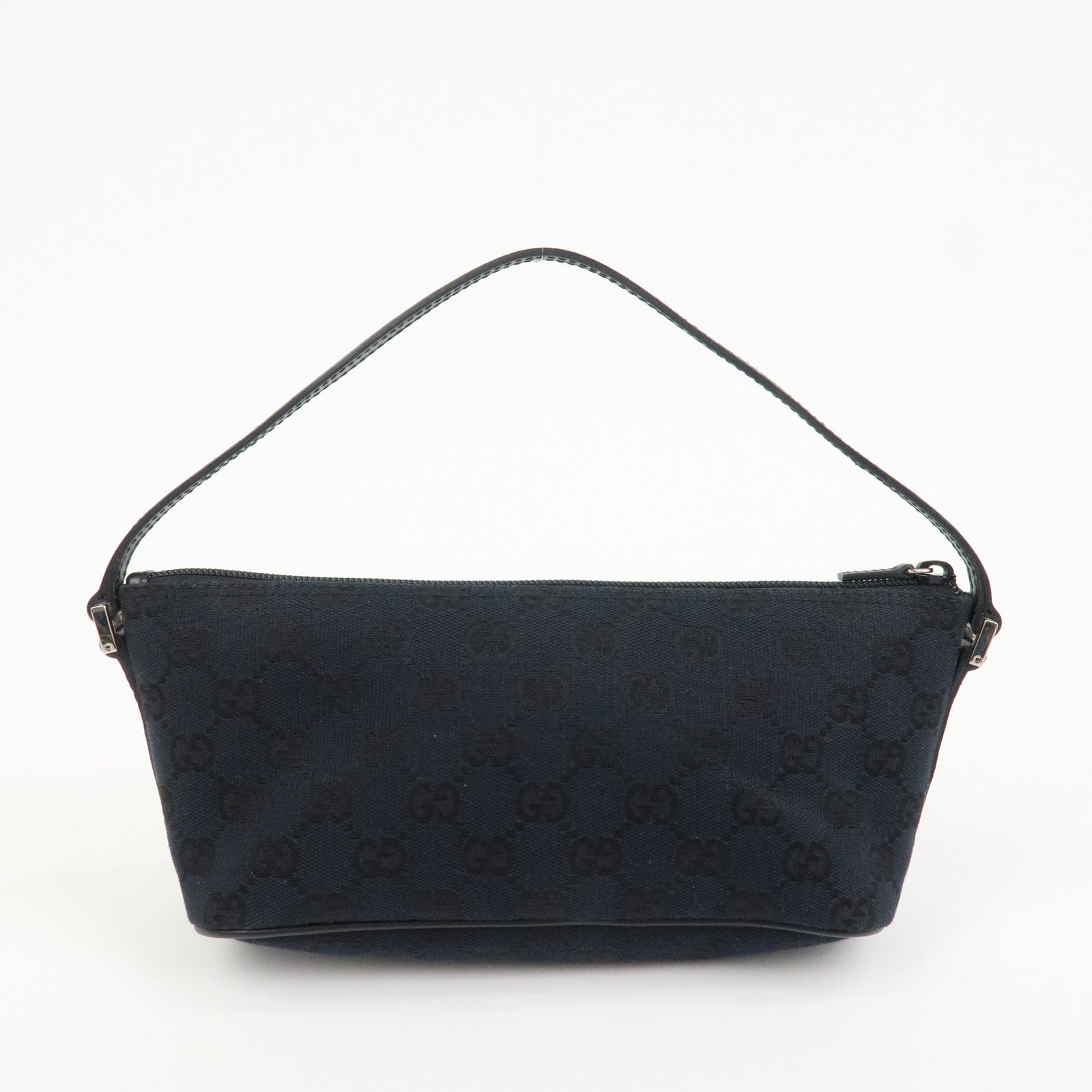 GUCCI GG Canvas Leather Accessory Pouch Hand Bag Navy 039.1103