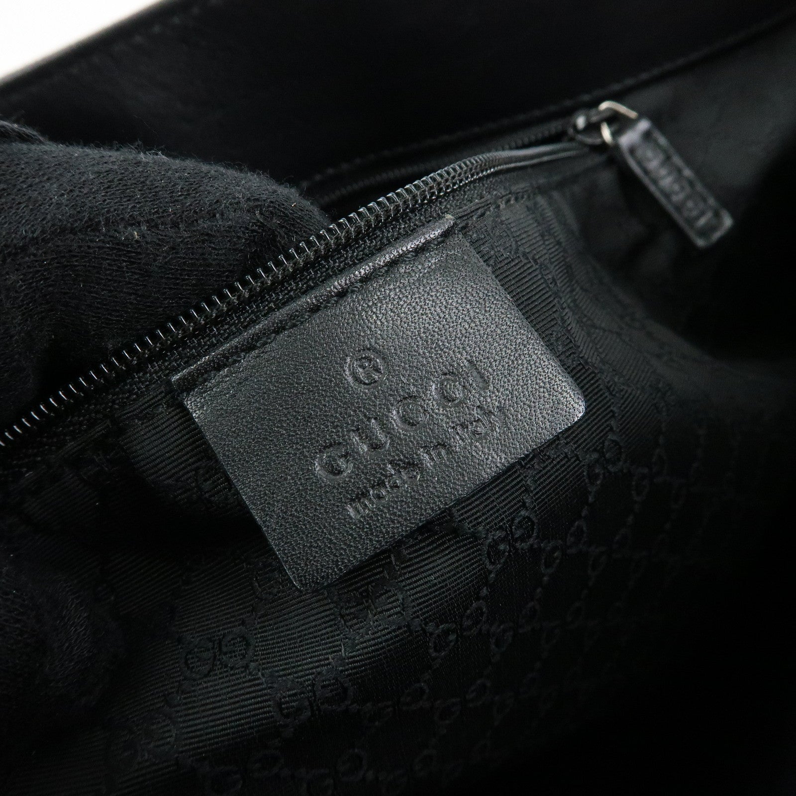 GUCCI Sherry Leather Tote Bag Shoulder Bag Hand Bag Black 73983