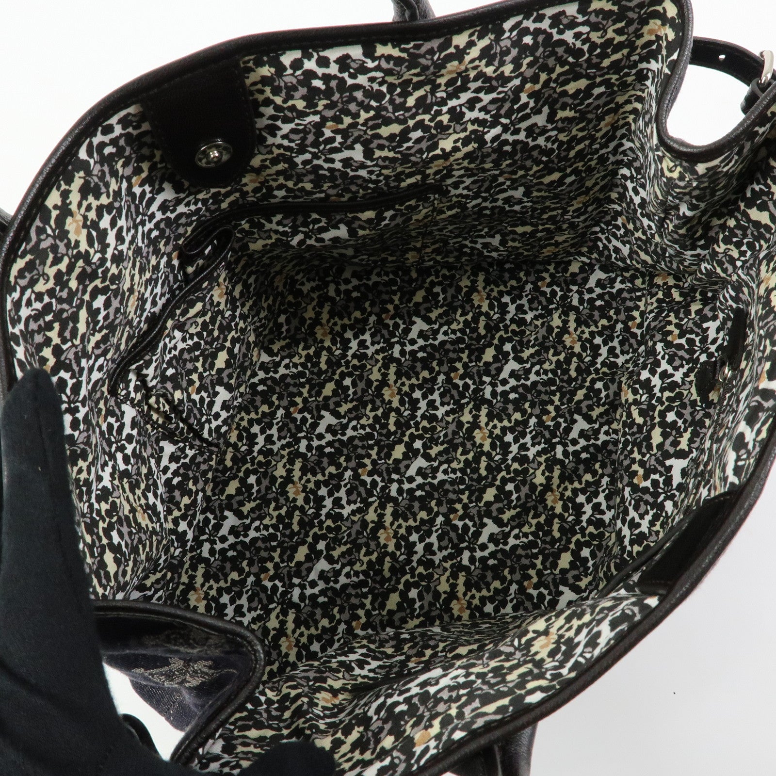 CELINE Macadam Denim Leather Tote Bag Indigo Blue Brown