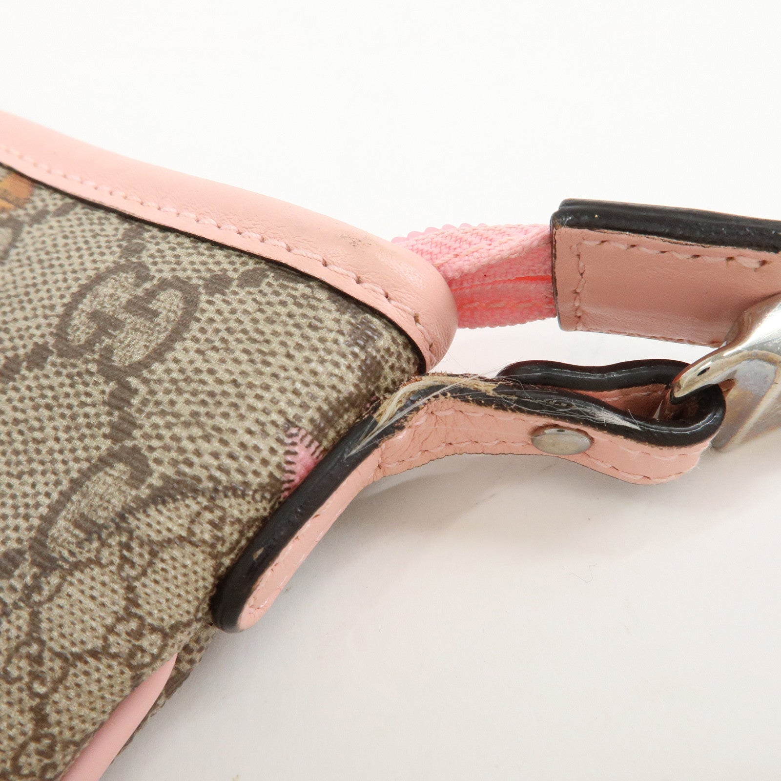 GUCCI Childrens GG Supreme Leather Shoulder Bag Beige Pink 297540