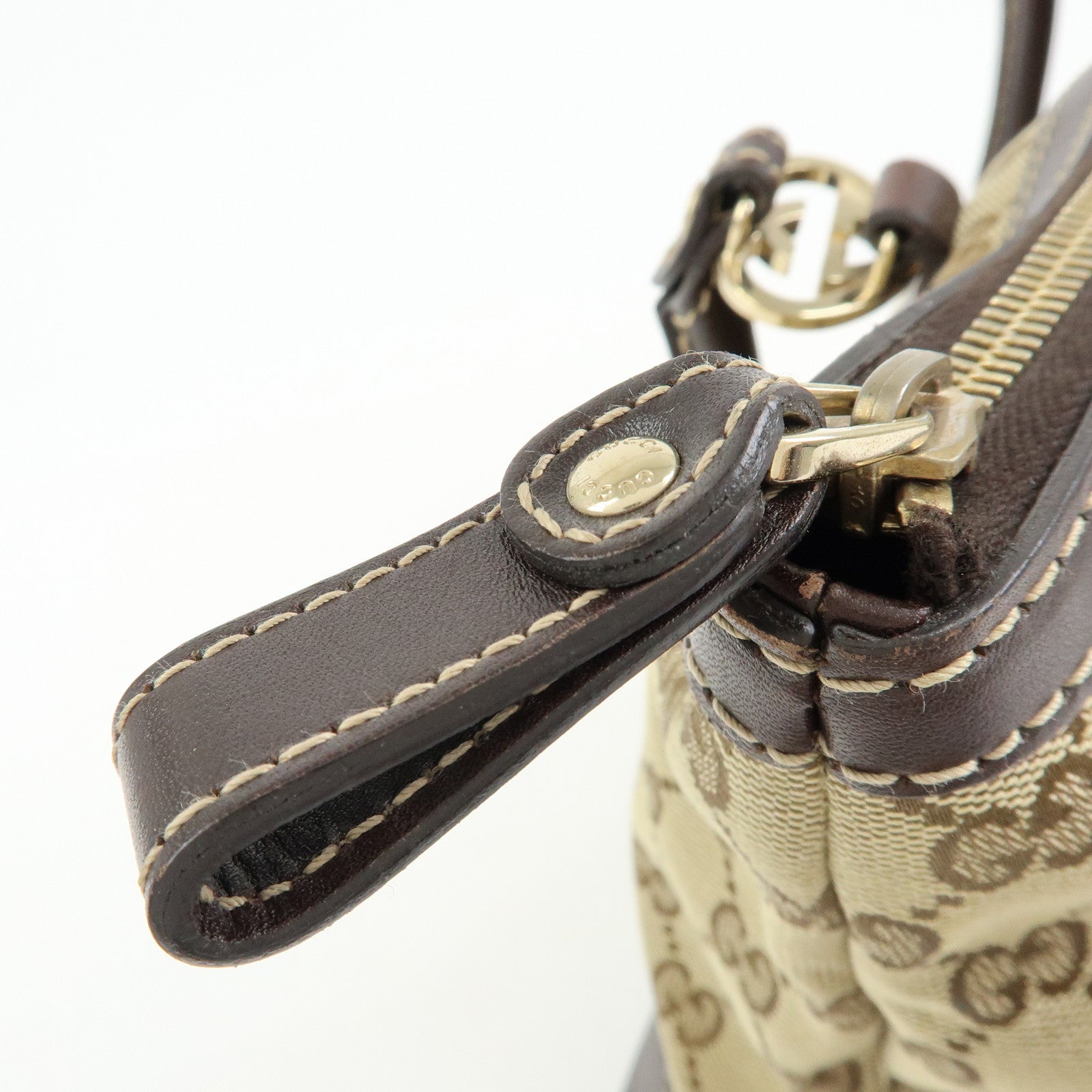 GUCCI Interlocking G Lovely Canvas Tote Bag Beige Brown 257069