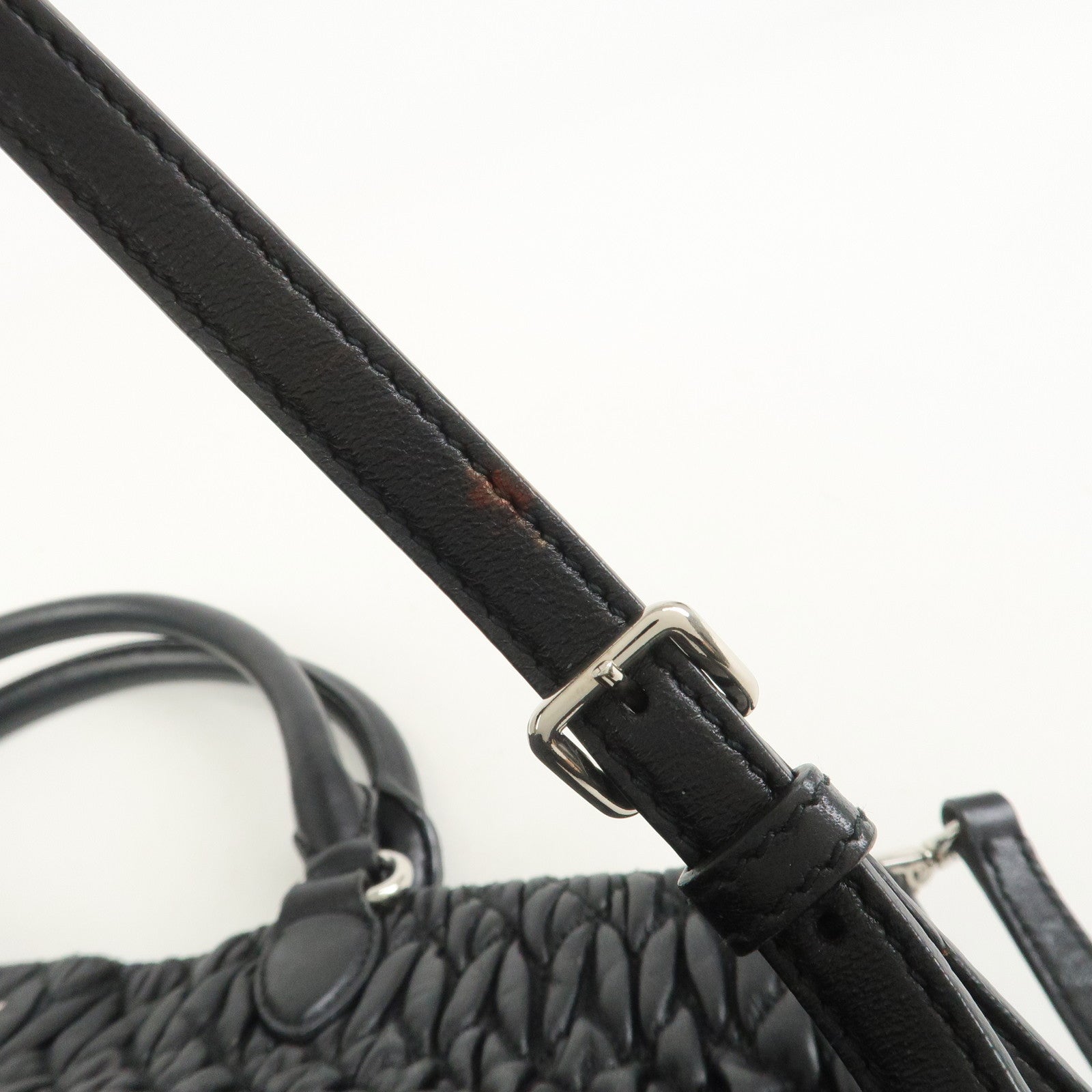 MIU MIU Matelasse Nappa Crystal 2Way Shoulder Bag Black 5BE896