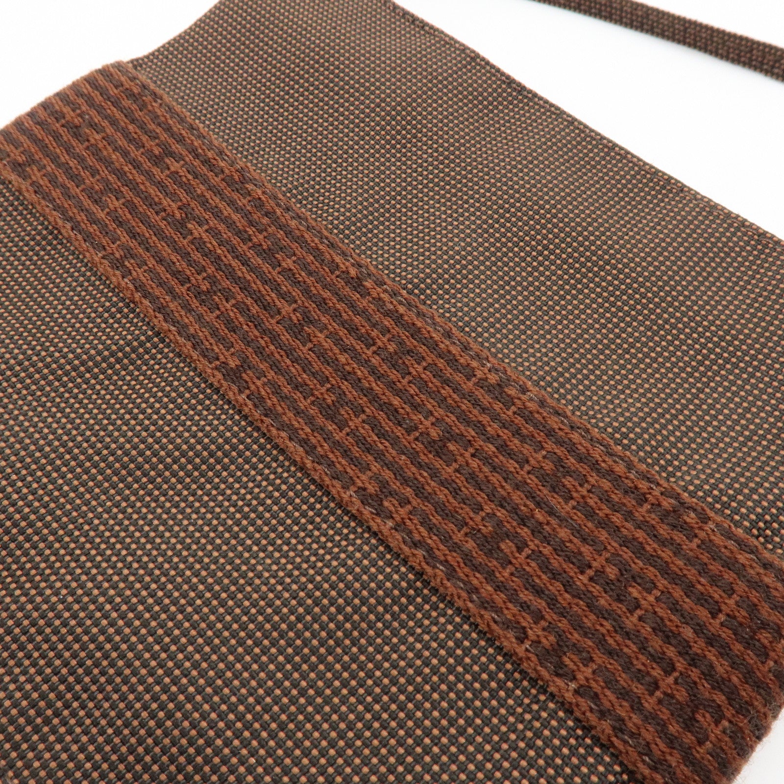 HERMES Herline Canvas Shoulder Bag Crossbody Bag Brown